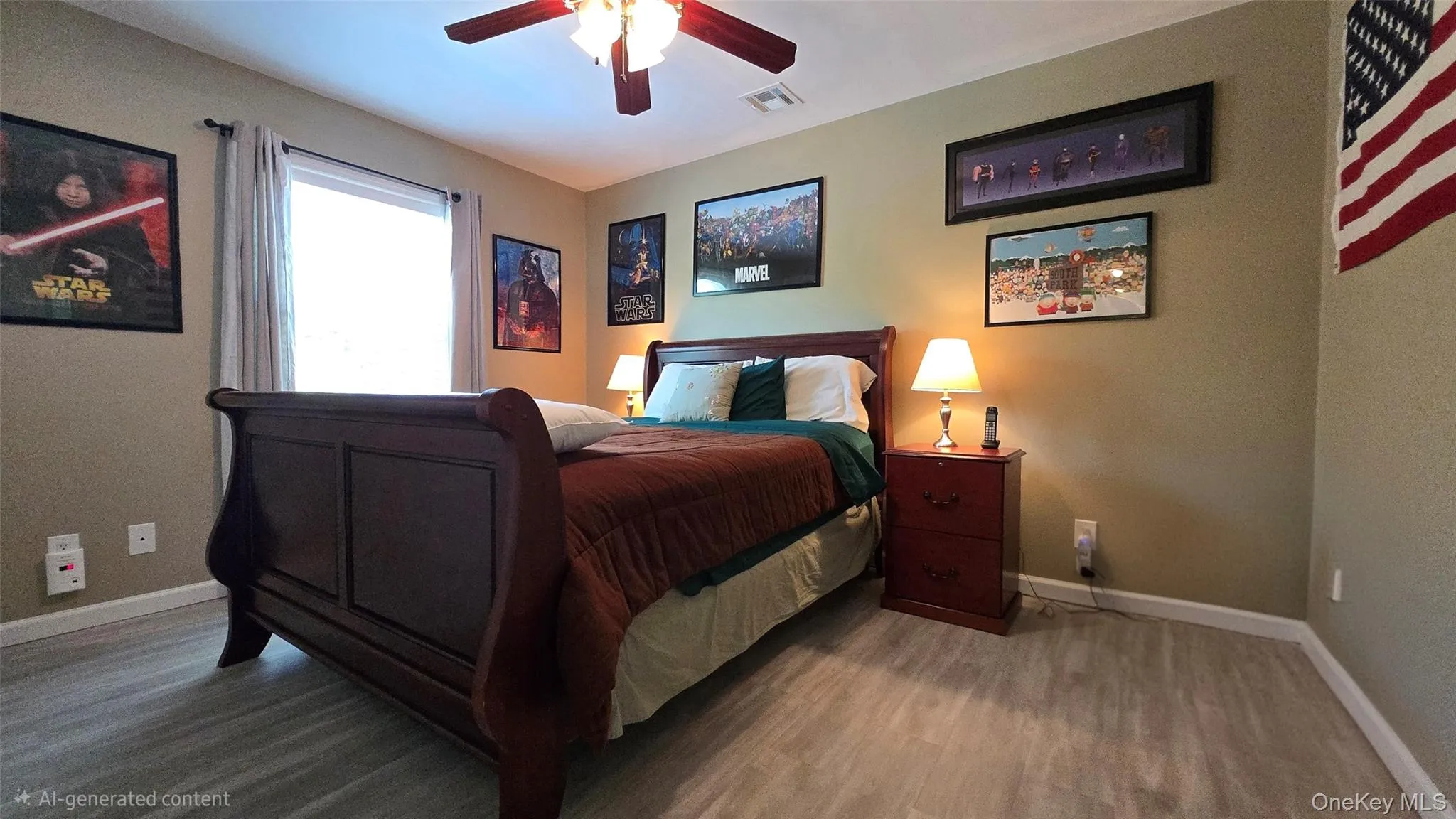 Guest room, new flooring, ceiling fan. Guest room, new flooring, ceiling fan.