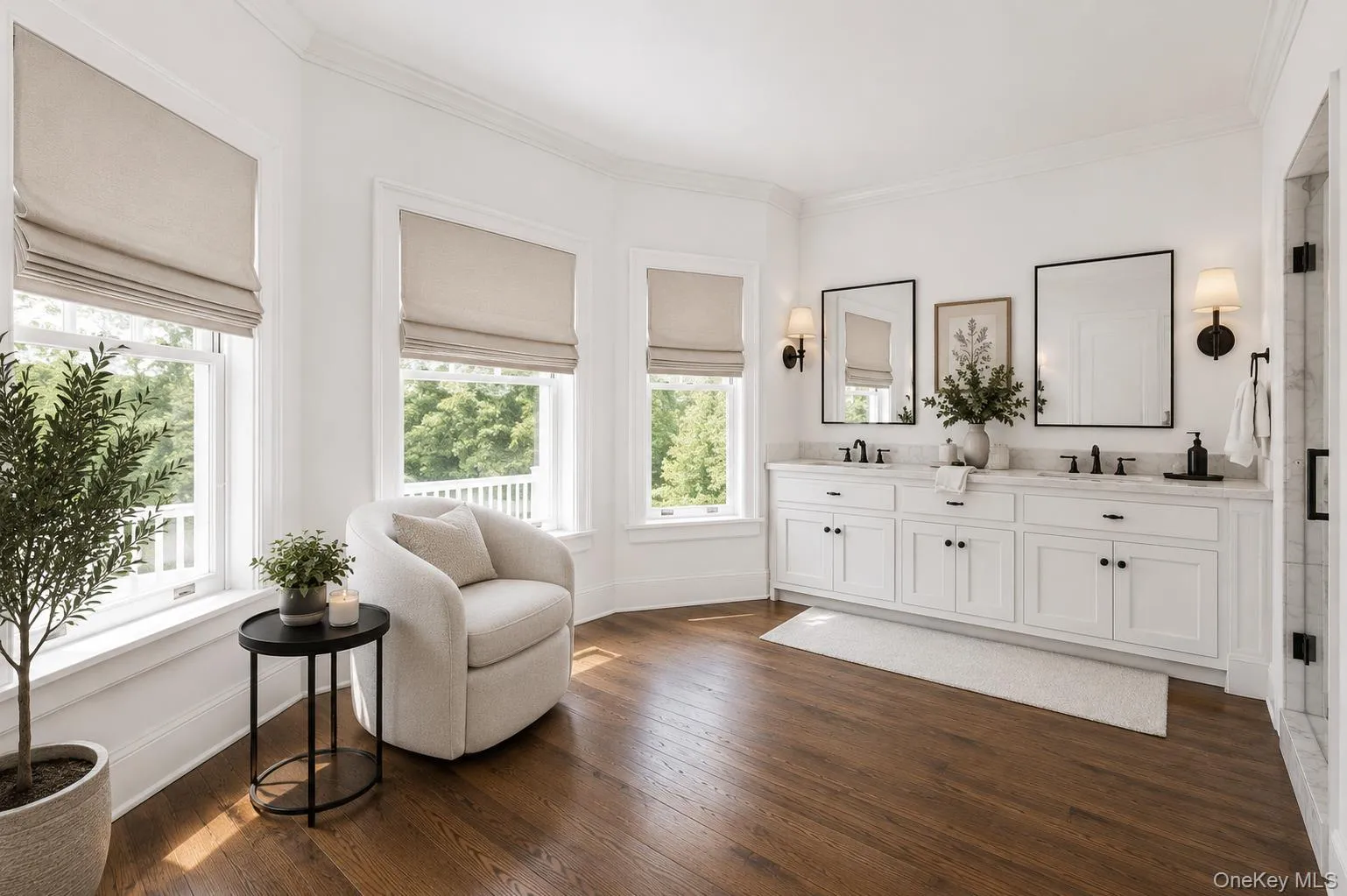 Staged- One of Two Primary Bathrooms/Dressing Room with Water Closet and Separate Shower Staged- One of Two Primary Bathrooms/Dressing Room with Water Closet and Separate Shower