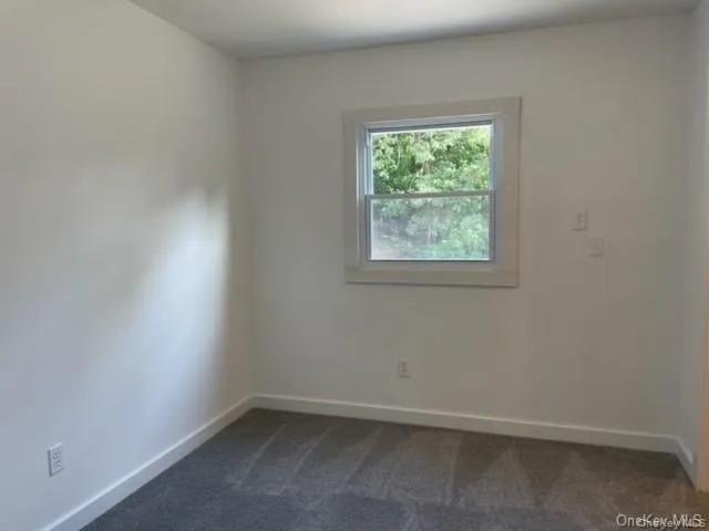Empty room with dark colored carpet Empty room with dark colored carpet