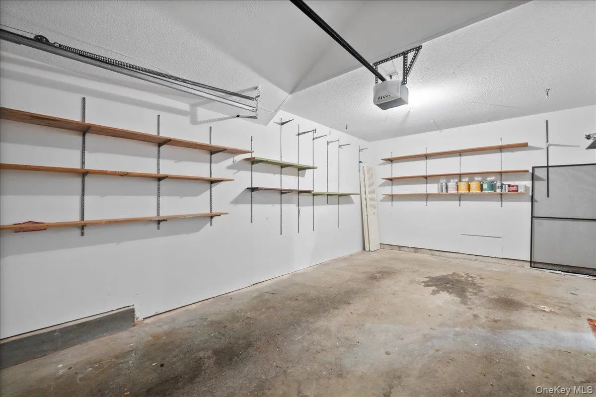 Garage with extra room for storage Garage with extra room for storage