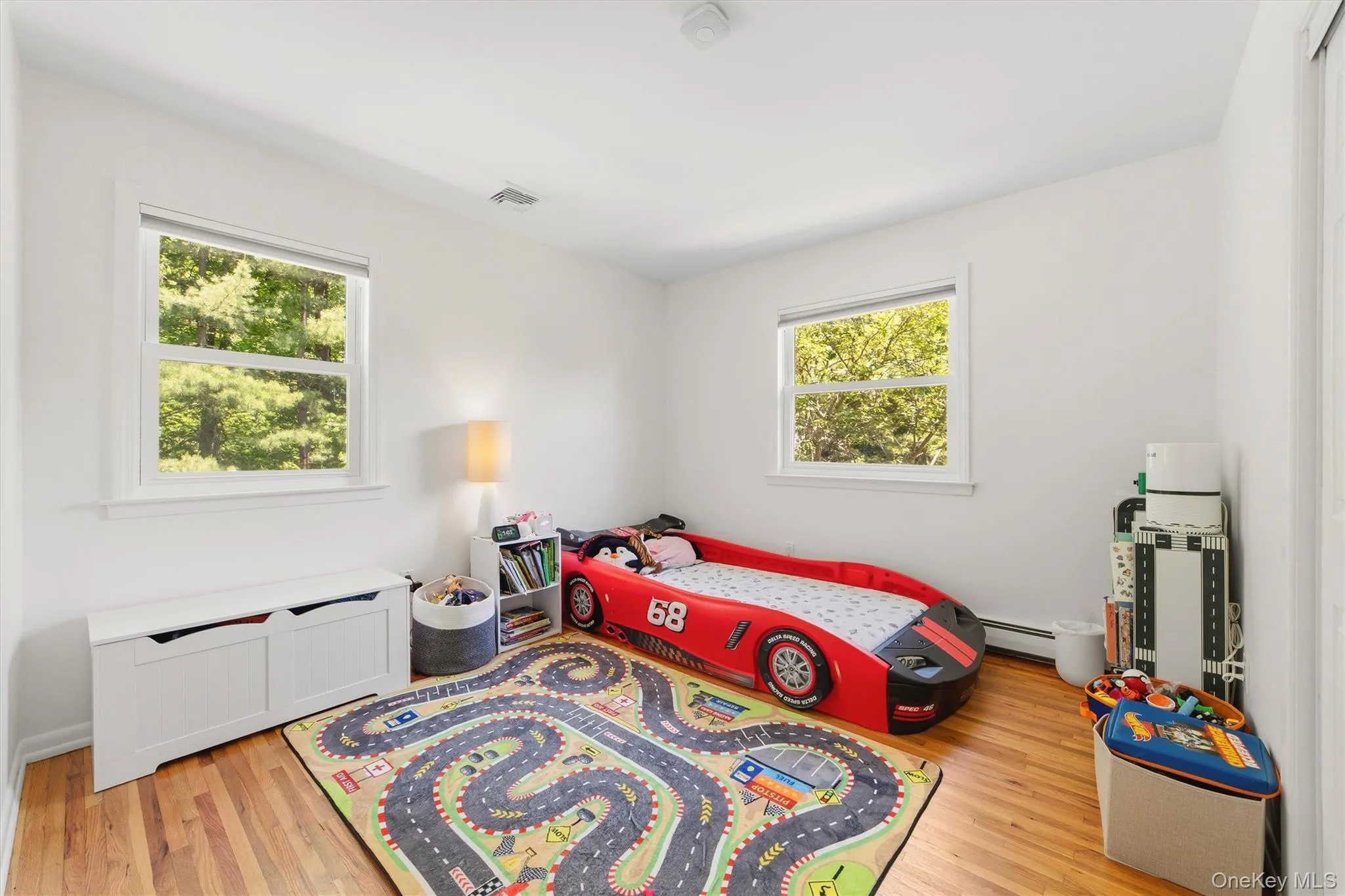 Bright and playful bedroom designed to spark creativity. Bright and playful bedroom designed to spark creativity.