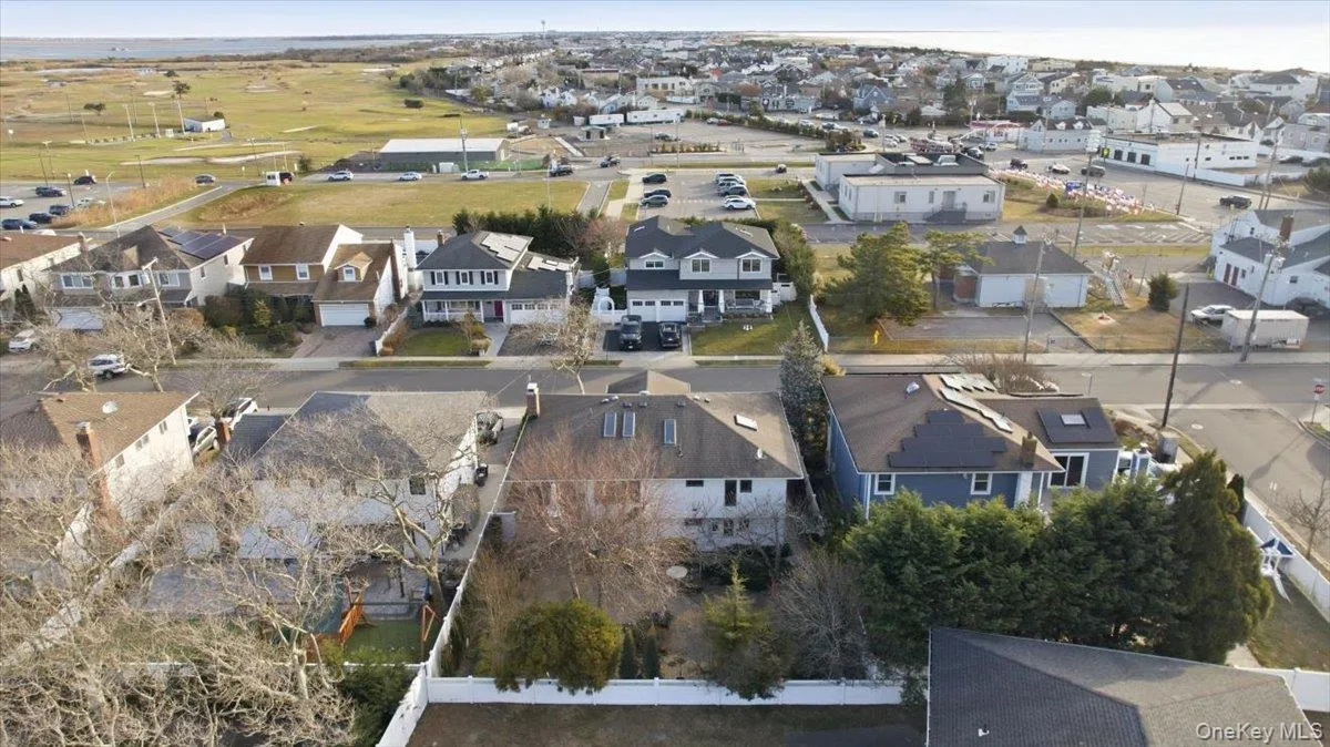 Aerial perspective of suburban area Aerial perspective of suburban area