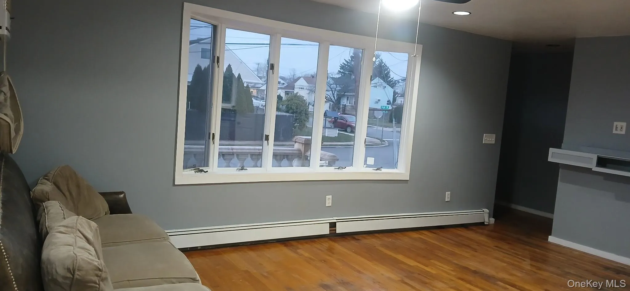 Living room featuring wood finished floors and a baseboard radiator Living room featuring wood finished floors and a baseboard radiator