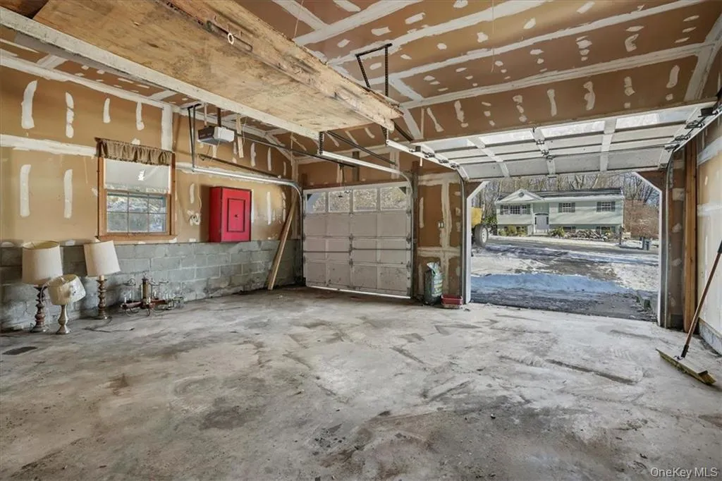 Garage with a garage door opener Garage with a garage door opener