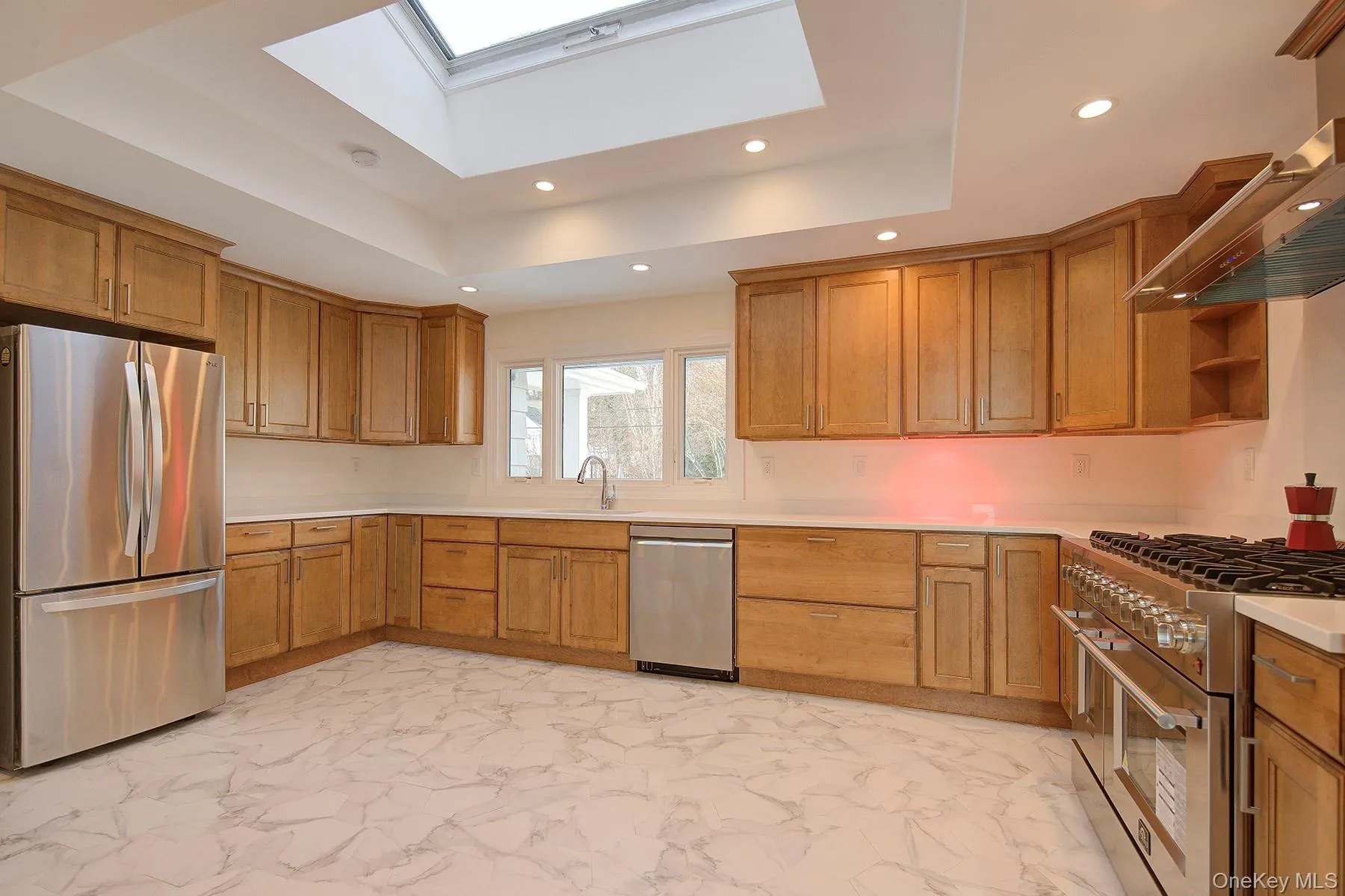 New Kitchen with quartz counters, new cabinetry & stainless steel appliances, skylight and tray ceiling, New Kitchen with quartz counters, new cabinetry & stainless steel appliances, skylight and tray ceiling,