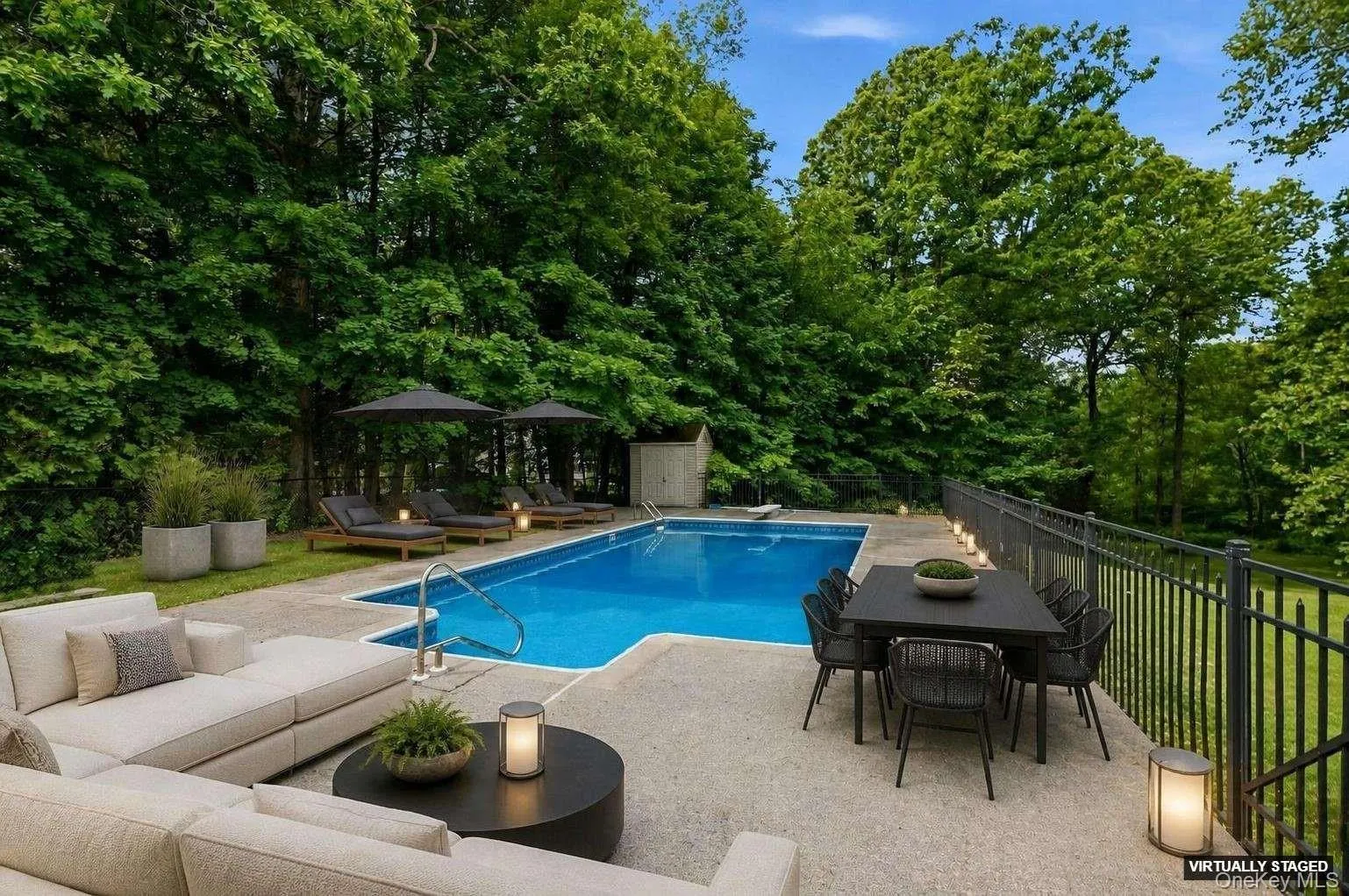 Pool area virtually staged Pool area virtually staged
