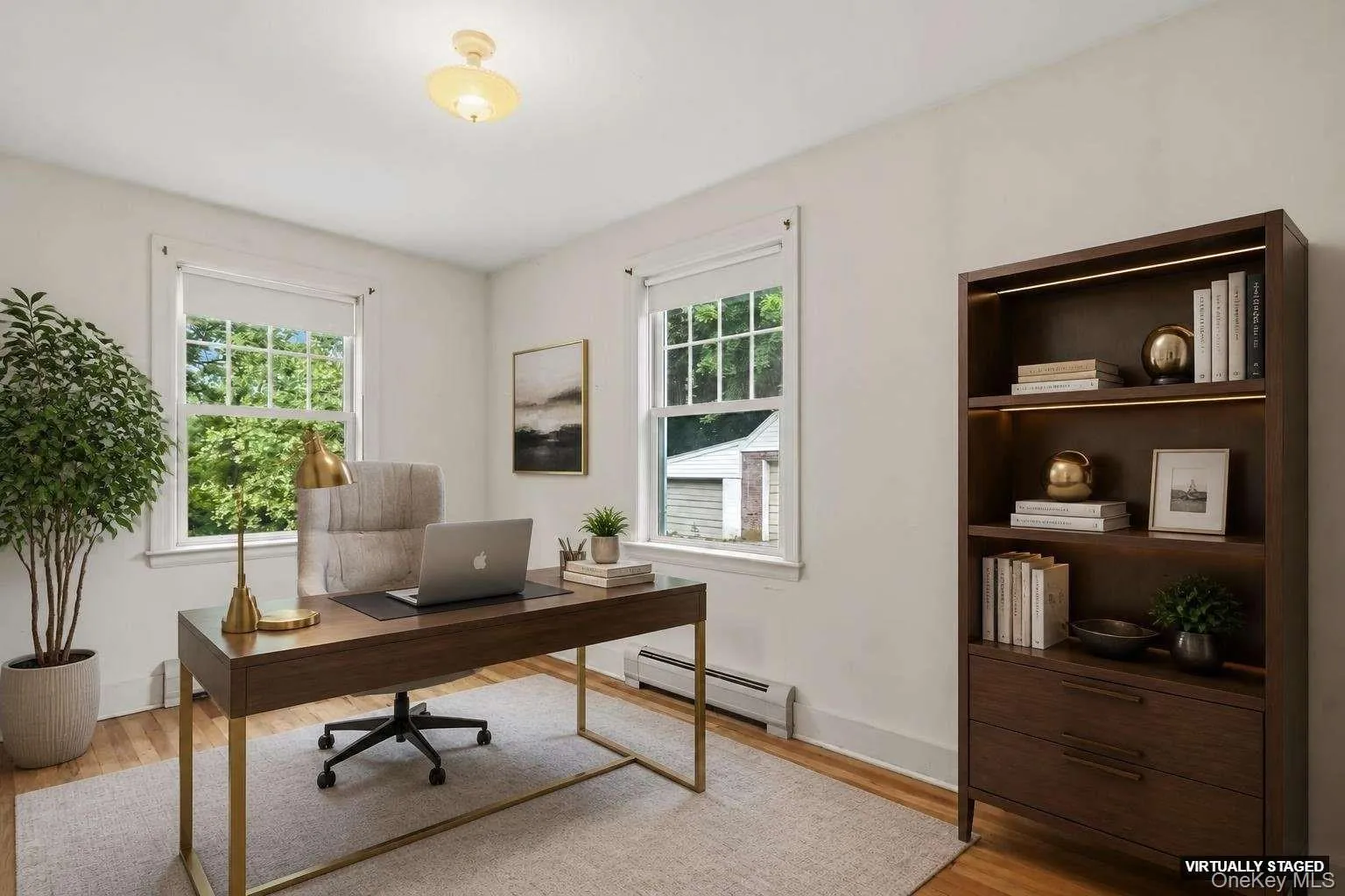 Flex room - virtually staged as office Flex room - virtually staged as office