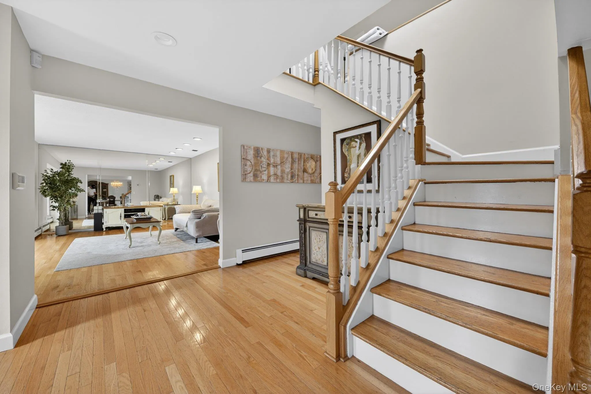 Staircase to second level with 4 bedrooms and 2 full baths. Staircase to second level with 4 bedrooms and 2 full baths.