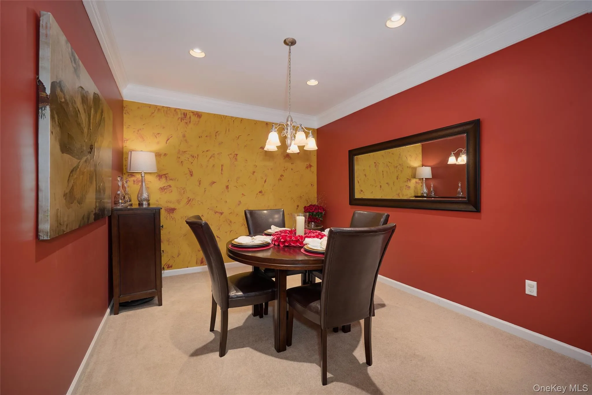 Dining Room with chandelier and recessed lighting Dining Room with chandelier and recessed lighting