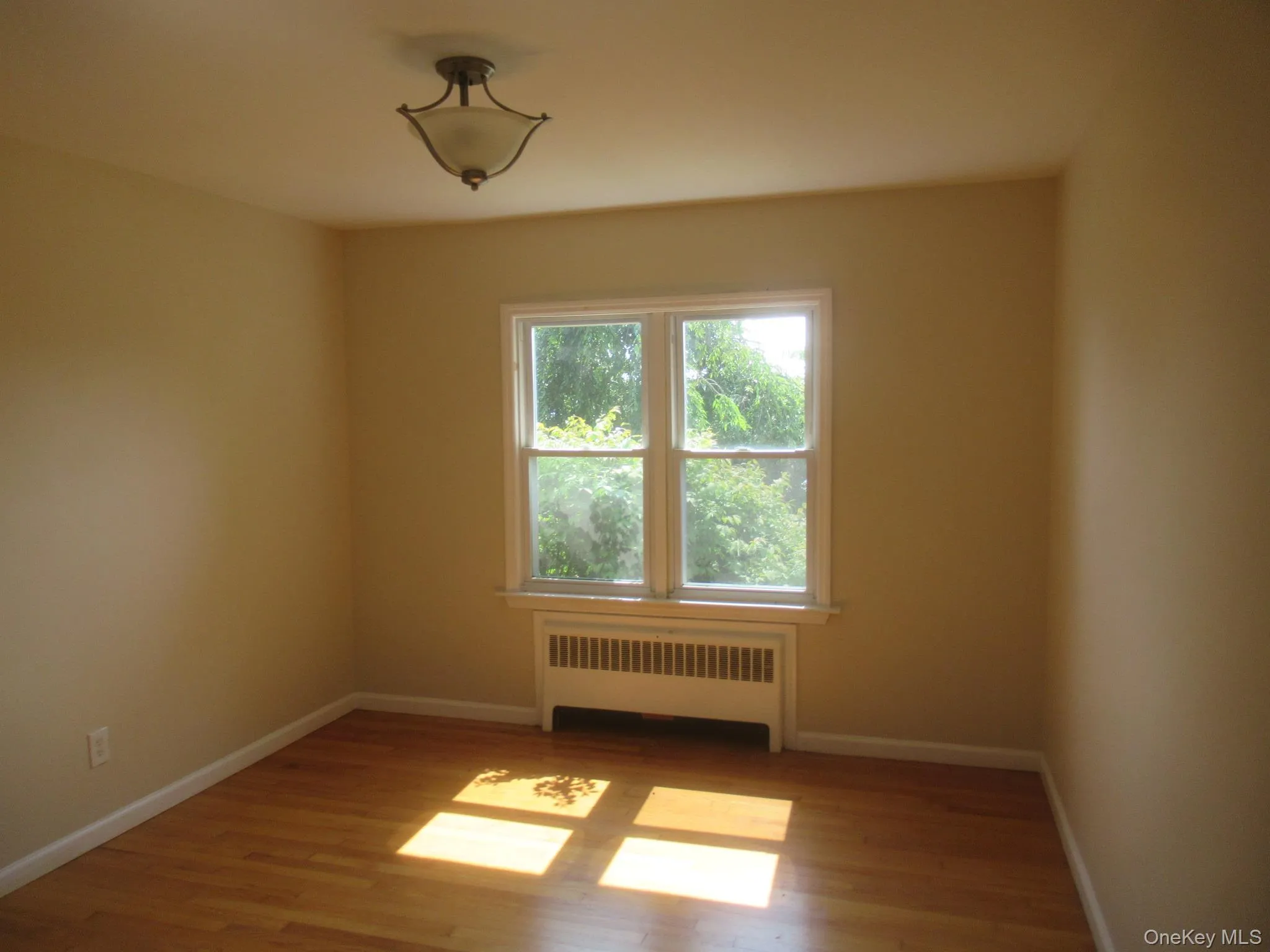 Unfurnished room with radiator and light wood-style floors Unfurnished room with radiator and light wood-style floors