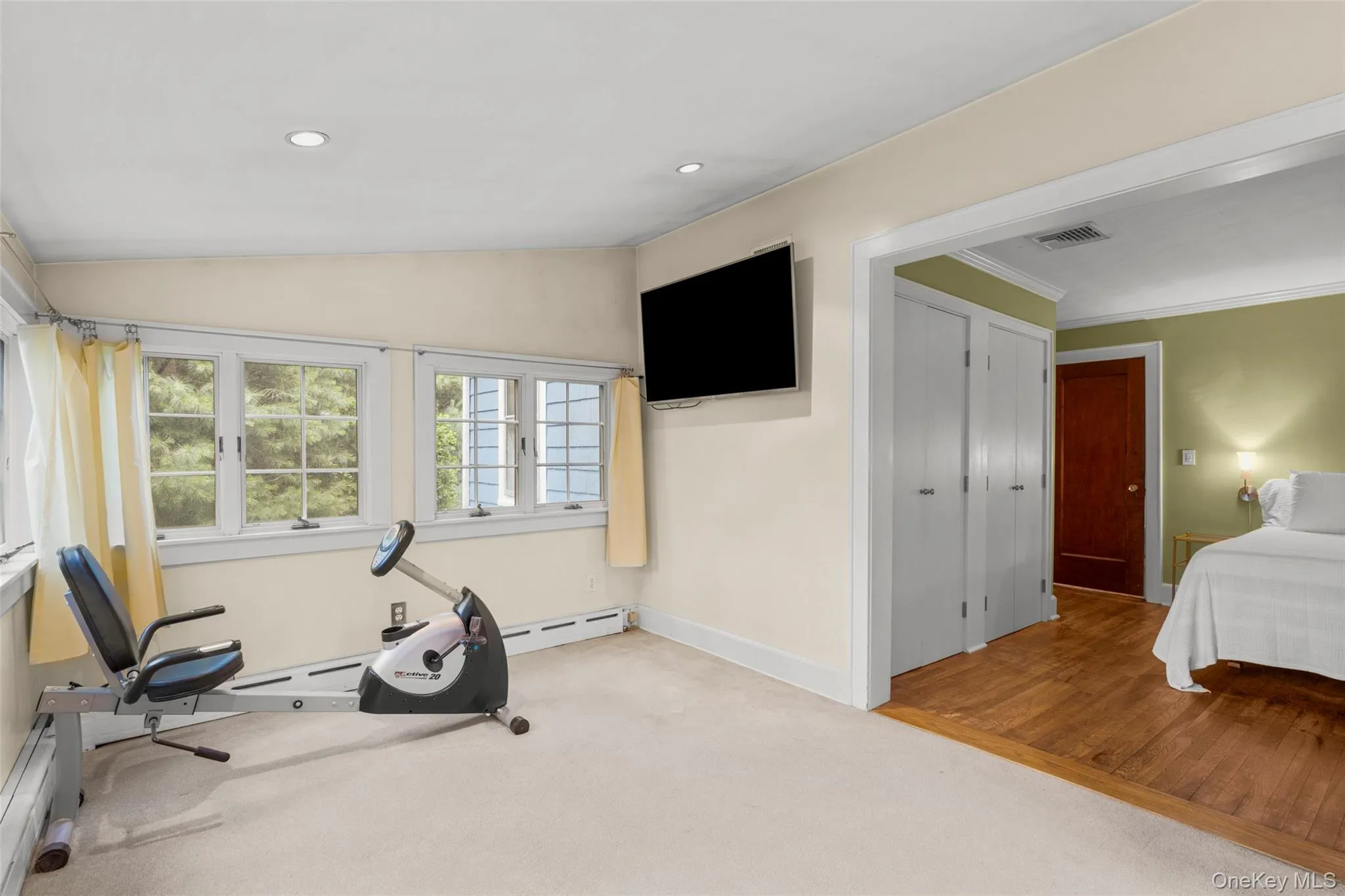 Primary bedroom with a closet and a second oversized, deep closet; bonus space that can be used as an office, gym, or dressing room, with potential for a future primary bathroom. Primary bedroom with a closet and a second oversized, deep closet; bonus space that can be used as an office, gym, or dressing room, with potential for a future primary bathroom.