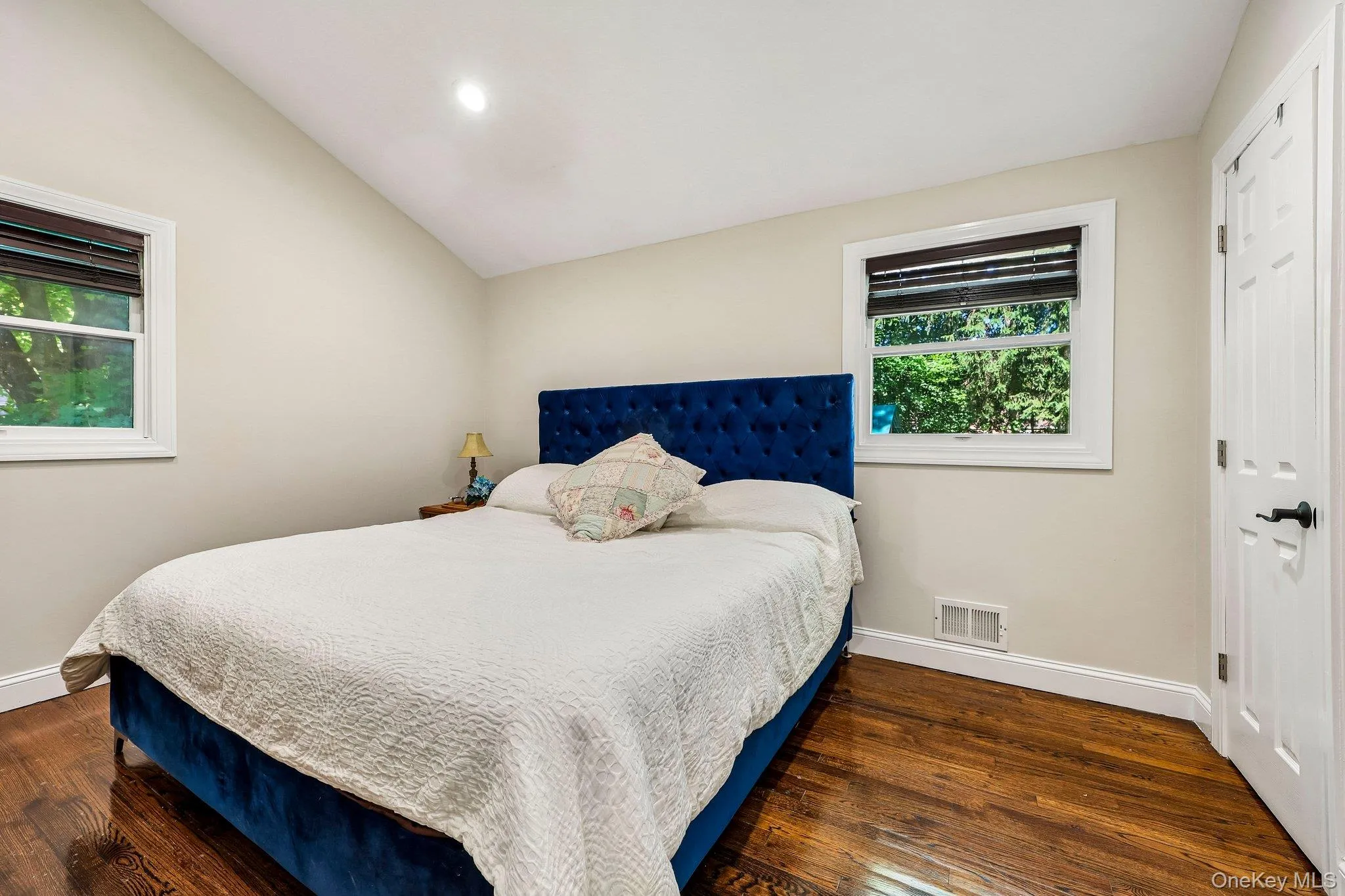 Vaulted ceilings, recessed lighting and two closets Vaulted ceilings, recessed lighting and two closets