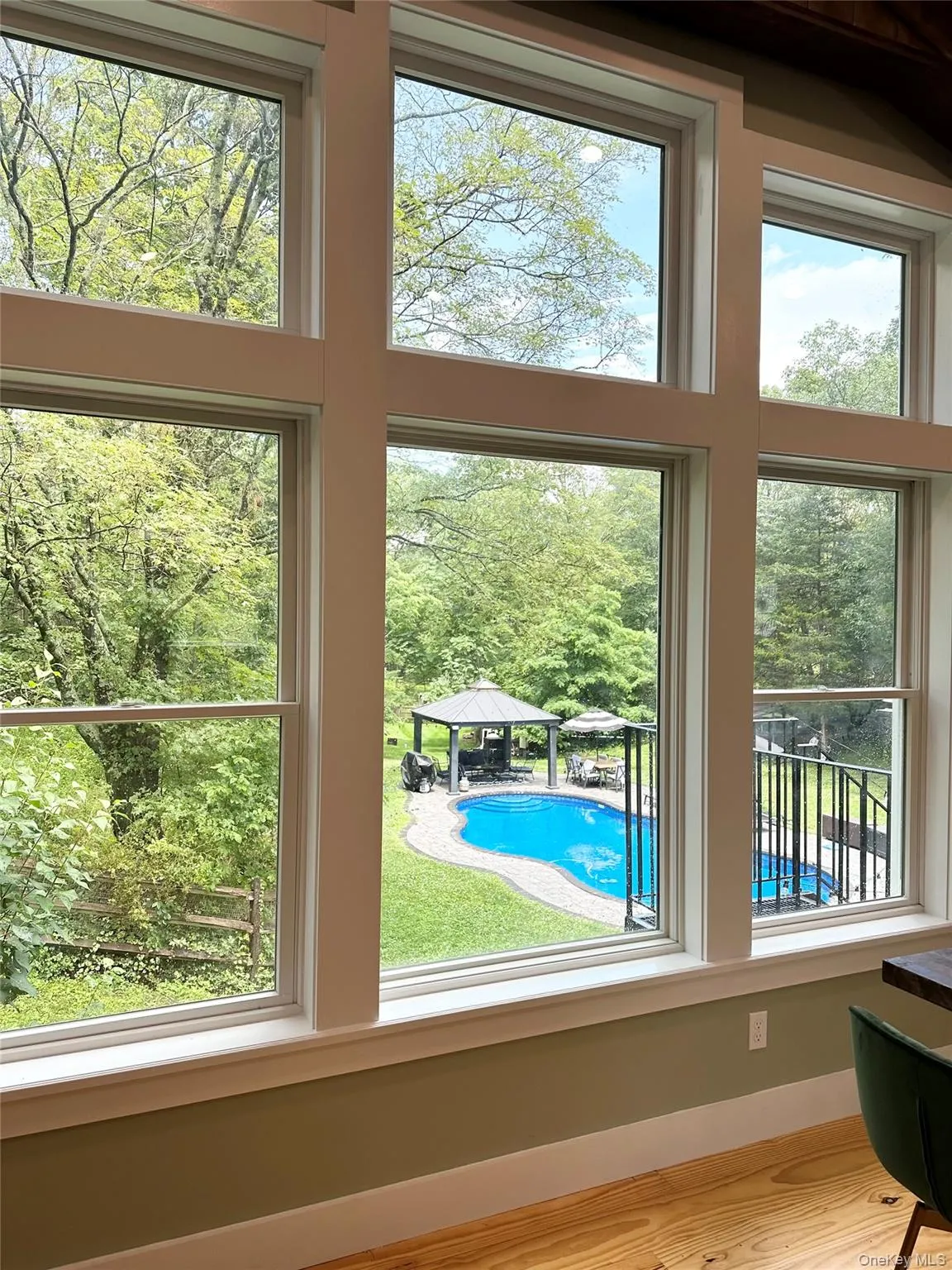 up the back stairs to the bonus room view of pool up the back stairs to the bonus room view of pool