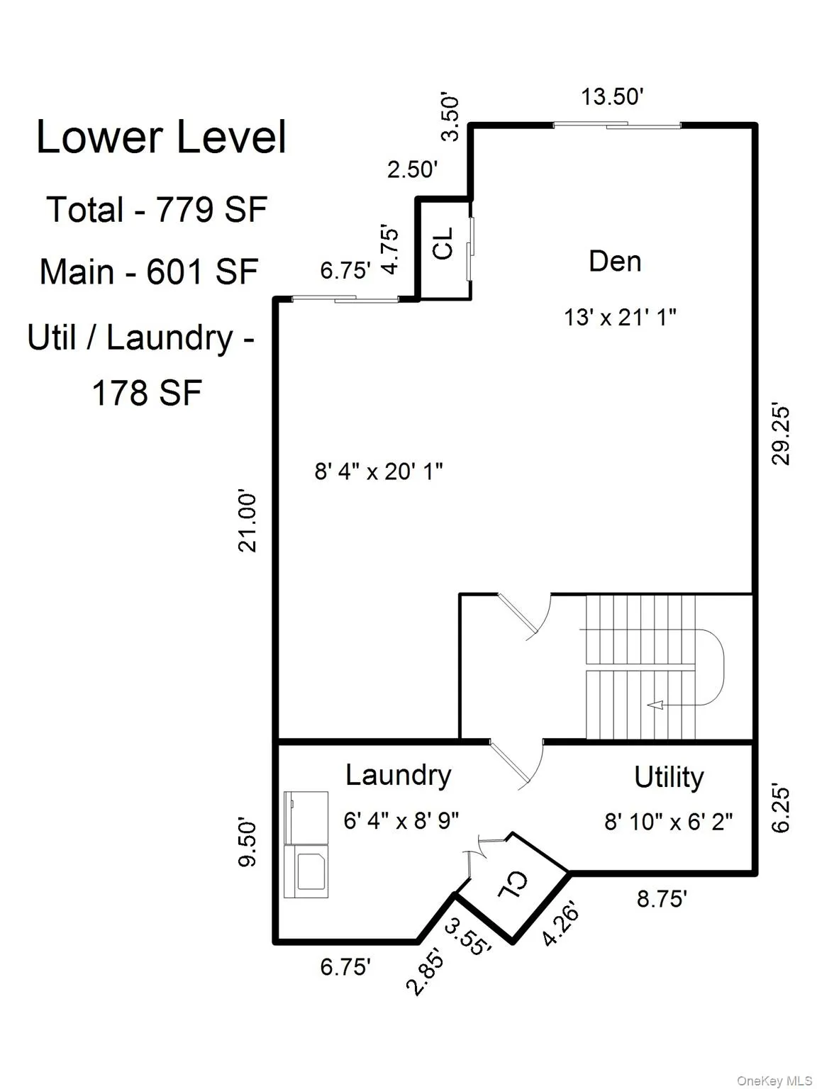 Finished Lower Level 779 SF Finished Lower Level 779 SF