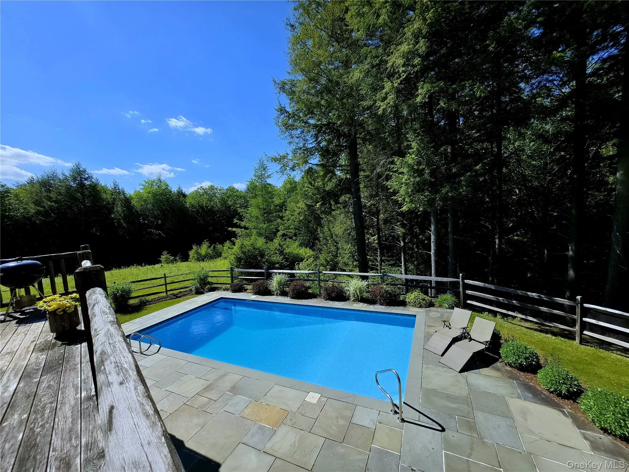 View of the saltwater pool from the patio View of the saltwater pool from the patio