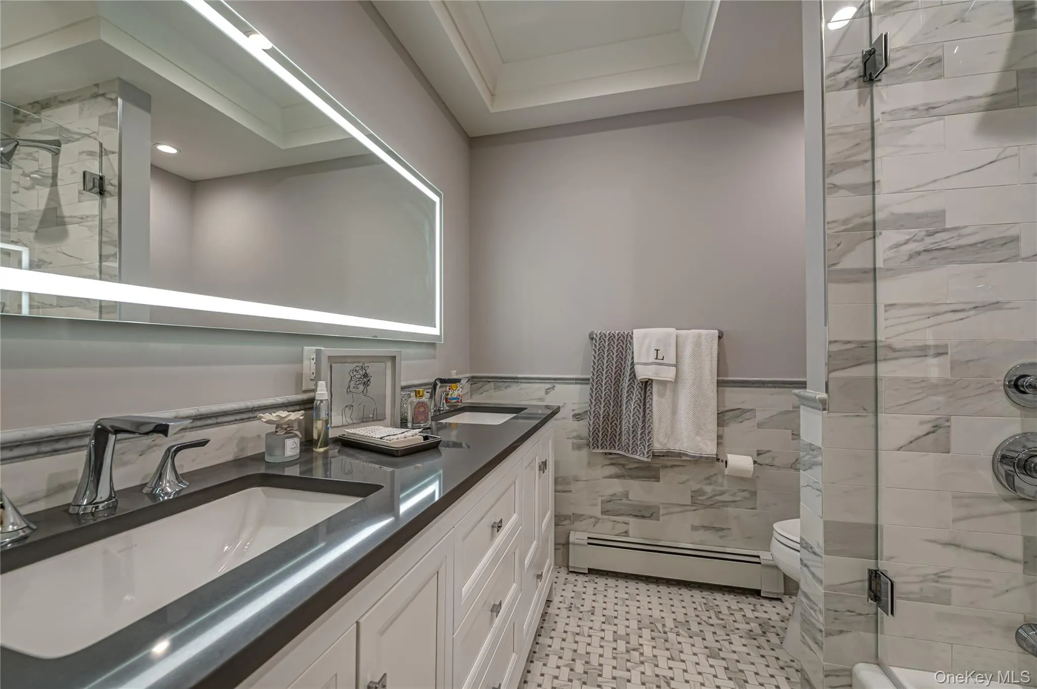Brand New Custom Bathroom with Quartz and Glass Enclosed. Oversized Shower with Rain Head Brand New Custom Bathroom with Quartz and Glass Enclosed. Oversized Shower with Rain Head