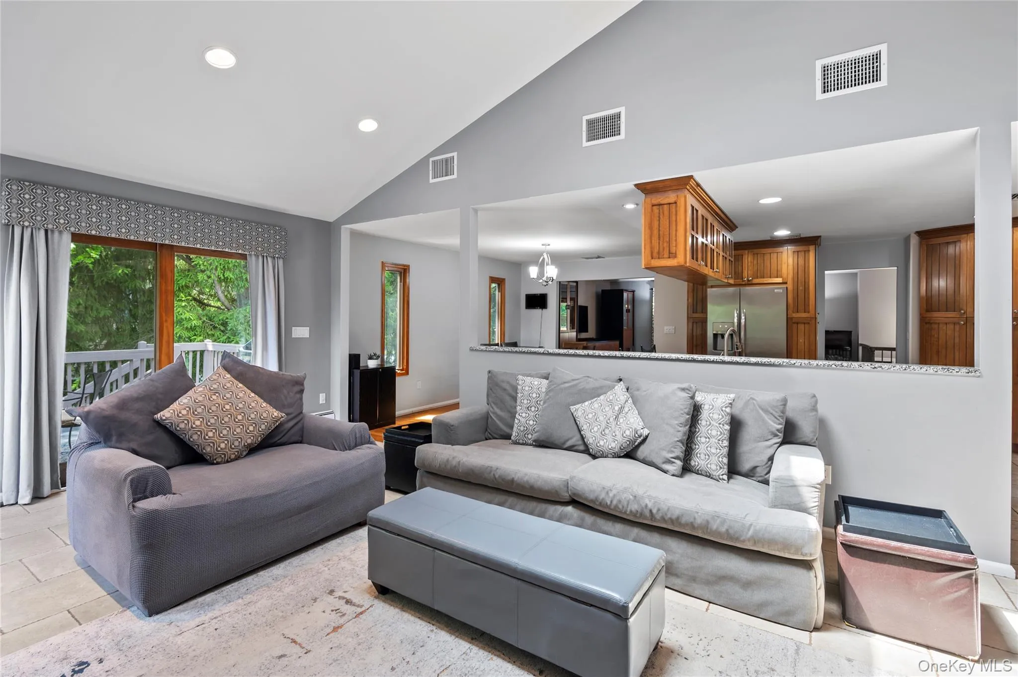 "House 1" Great Room with Vaulted Ceiling and Skylight "House 1" Great Room with Vaulted Ceiling and Skylight