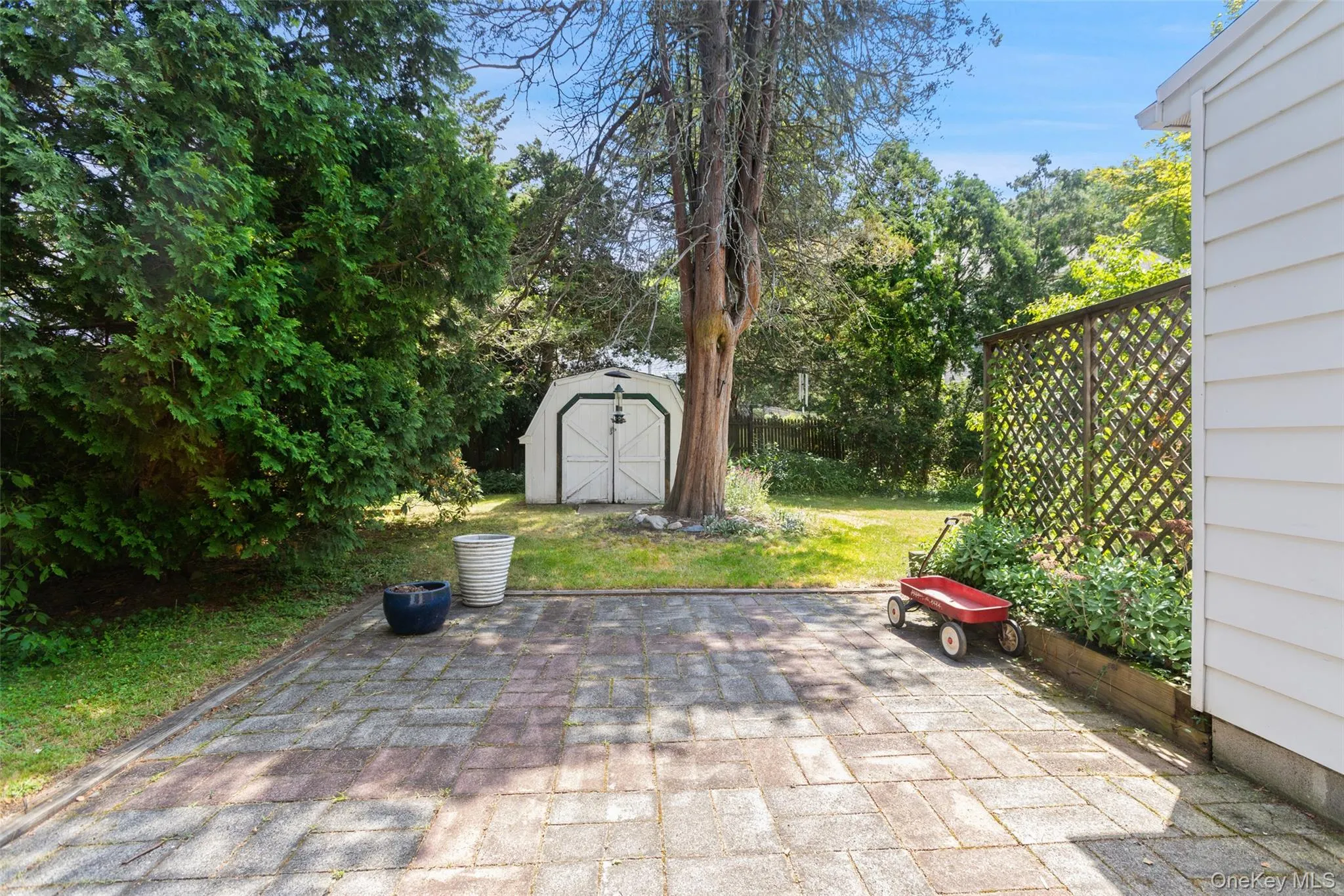 Speckled sunshine warms your guests-storage shed in the distance Speckled sunshine warms your guests-storage shed in the distance