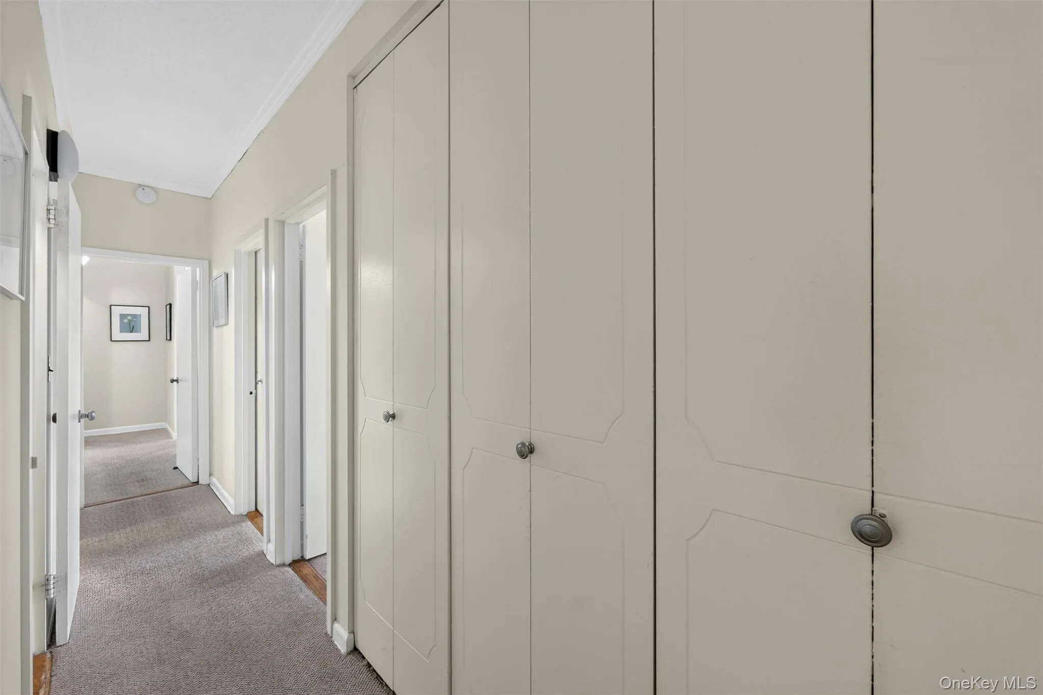 Long hallway has an abundance of closets and storage space. Long hallway has an abundance of closets and storage space.