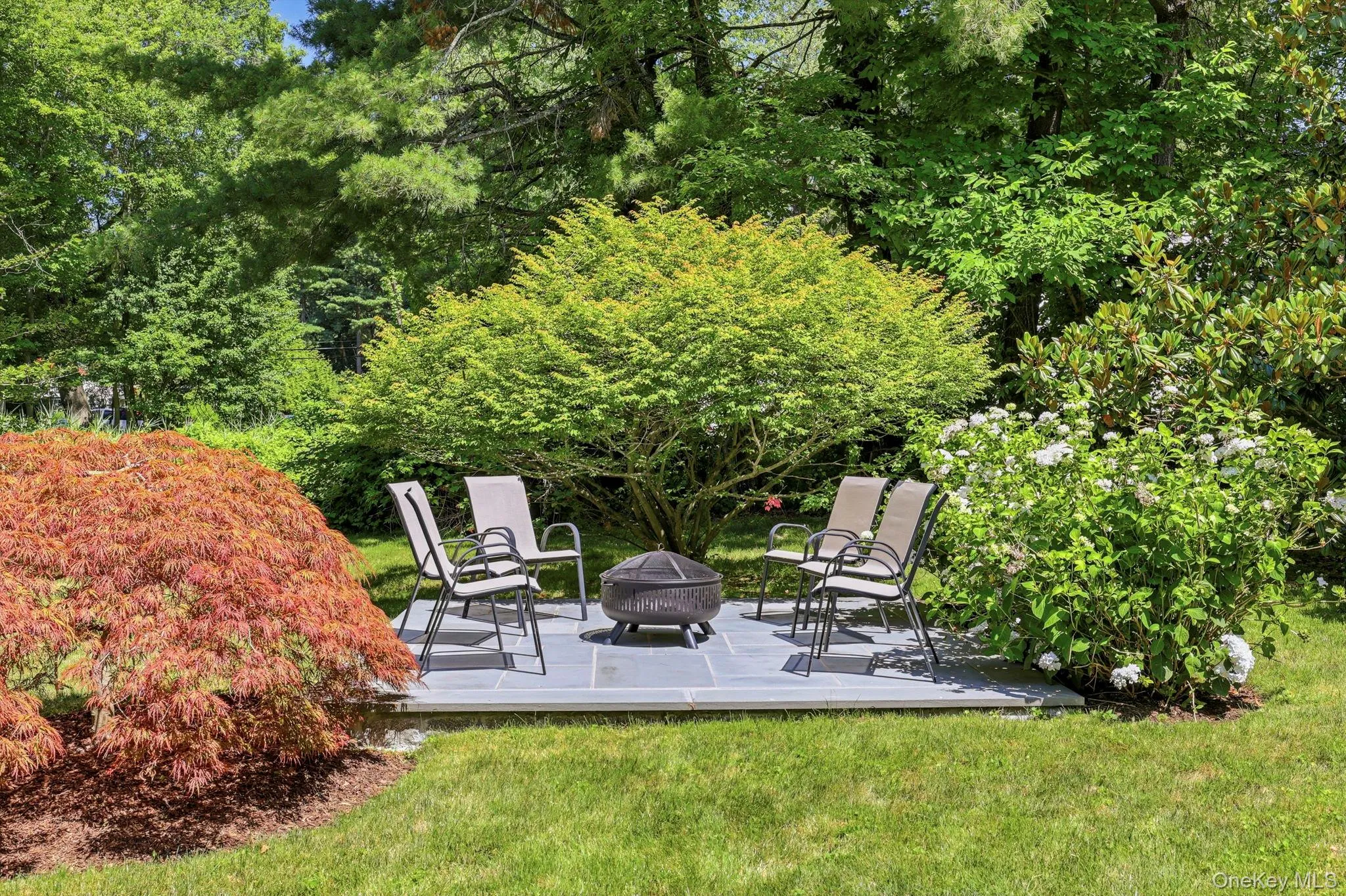 Stone patio with firepit Stone patio with firepit