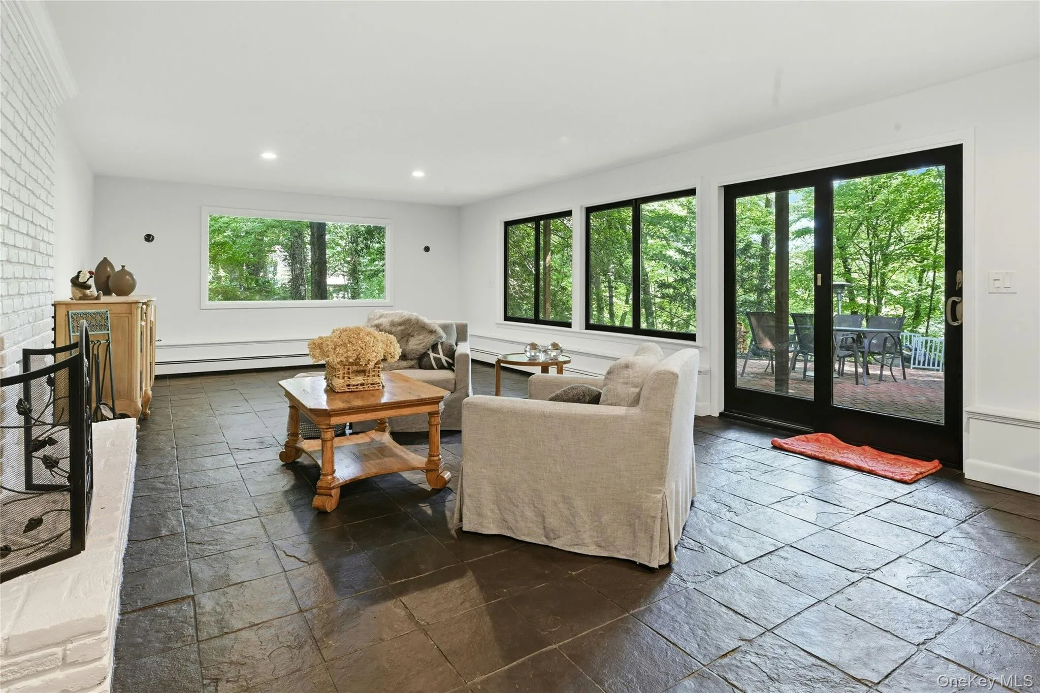 Walkout through sliders to patio Walkout through sliders to patio
