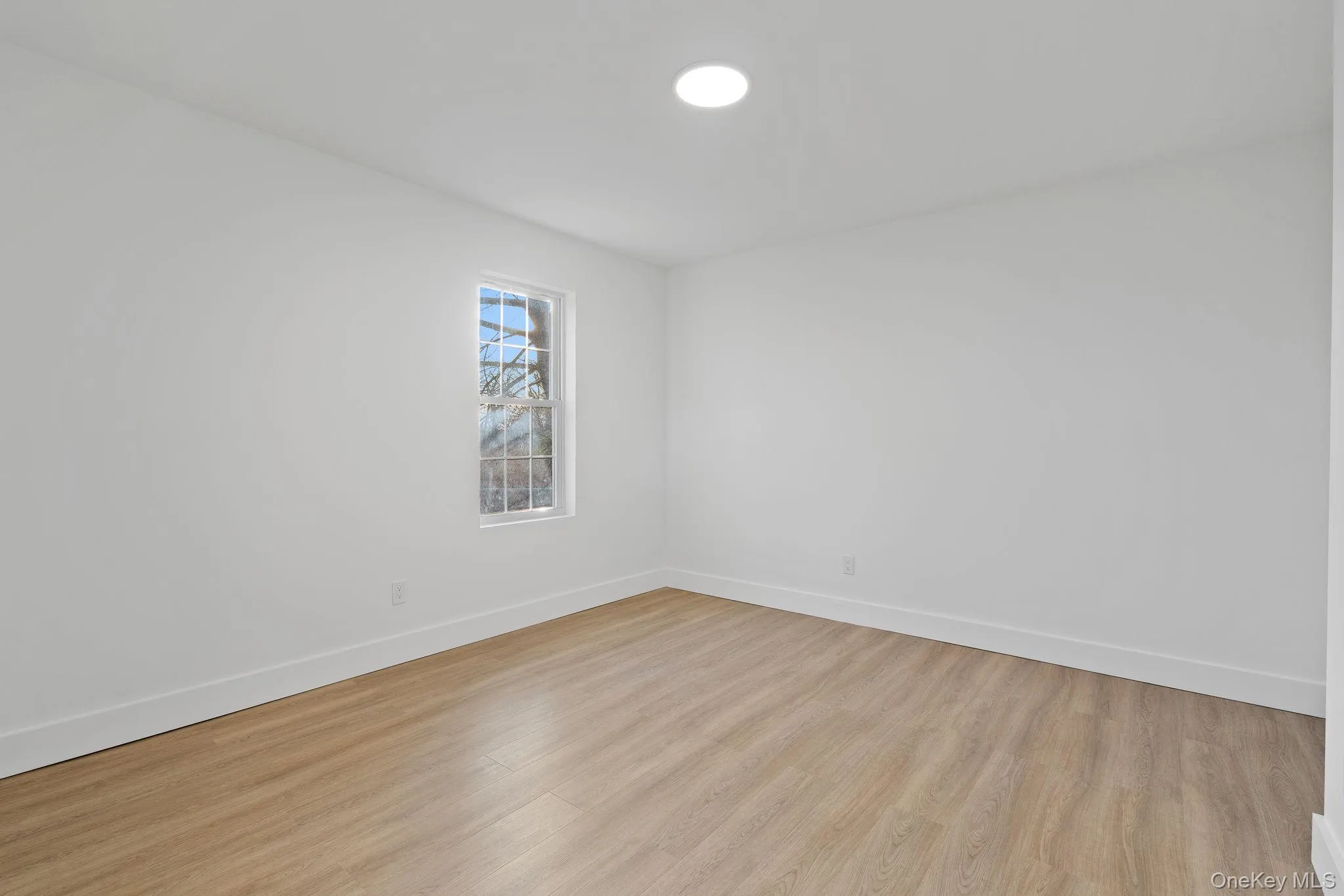 Empty room featuring light wood-style flooring and baseboards Empty room featuring light wood-style flooring and baseboards
