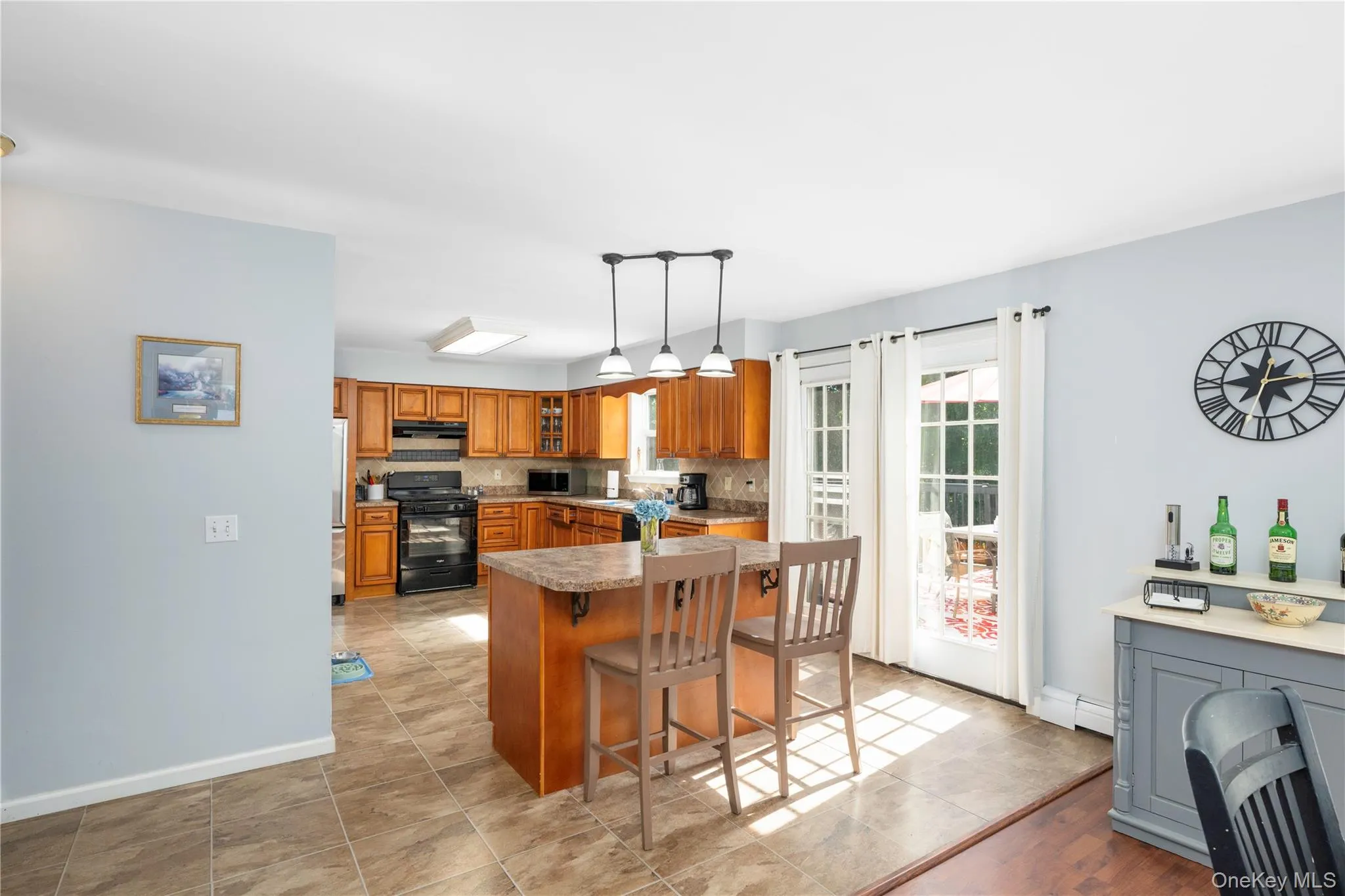 Moveable kitchen island leads off the the deck Moveable kitchen island leads off the the deck