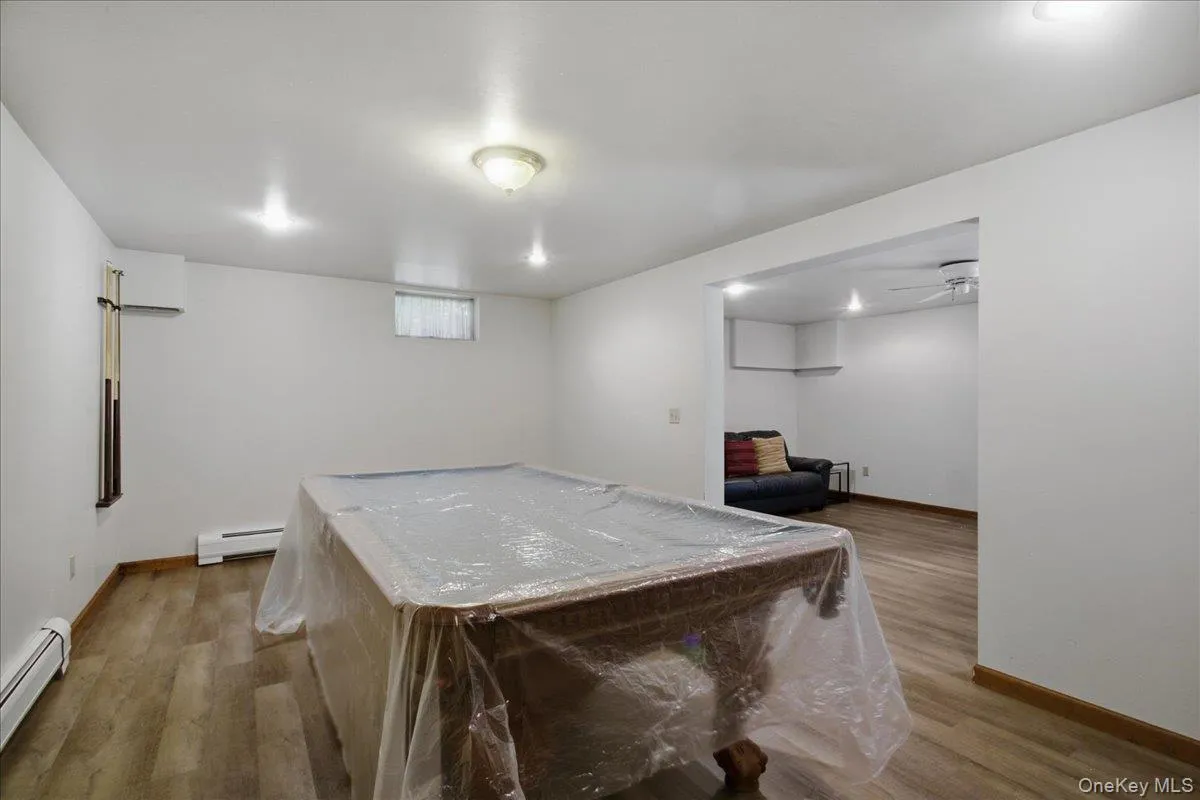 Finished basement recreation area Finished basement recreation area