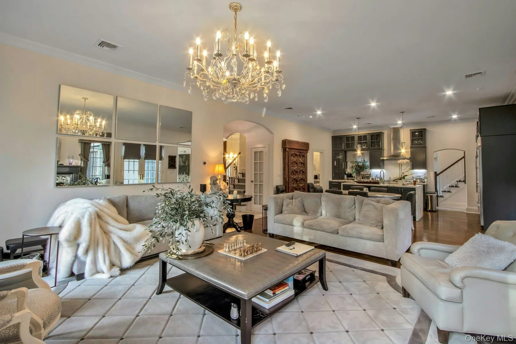 Family room featuring crown molding Family room featuring crown molding