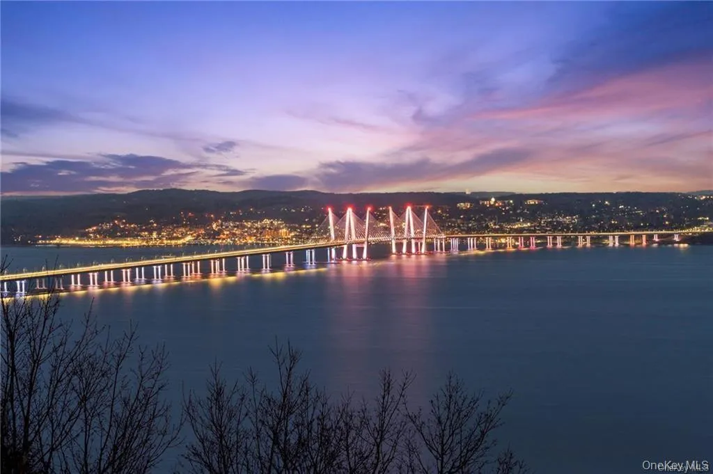 Mario Cuomo Bridge twilight view. Mario Cuomo Bridge twilight view.