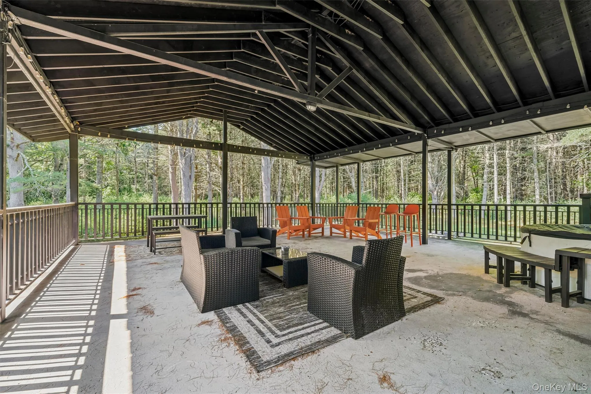 Large covered deck with hot tub Large covered deck with hot tub