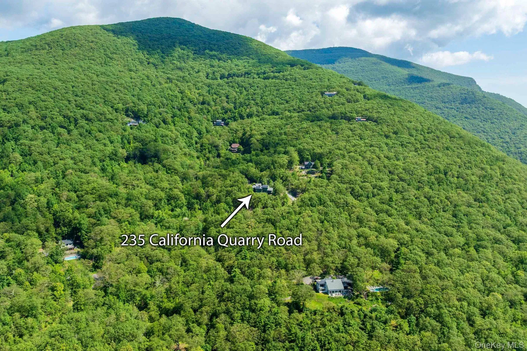 Bird's eye view of a heavily wooded area and a mountain backdrop Bird's eye view of a heavily wooded area and a mountain backdrop