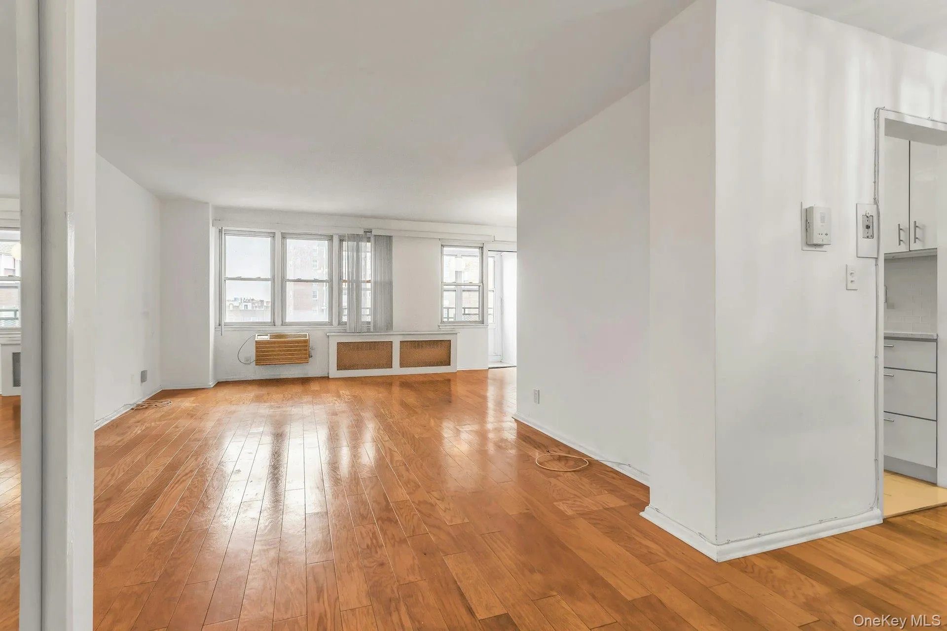 Spare room with light wood-style flooring and radiator heating unit Spare room with light wood-style flooring and radiator heating unit