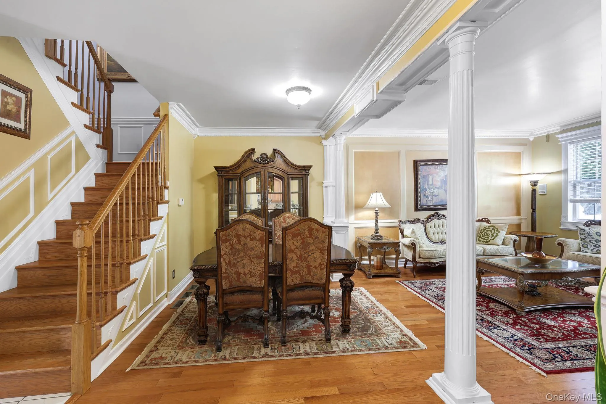Rich hardwood flooring spans the main and upper level Rich hardwood flooring spans the main and upper level