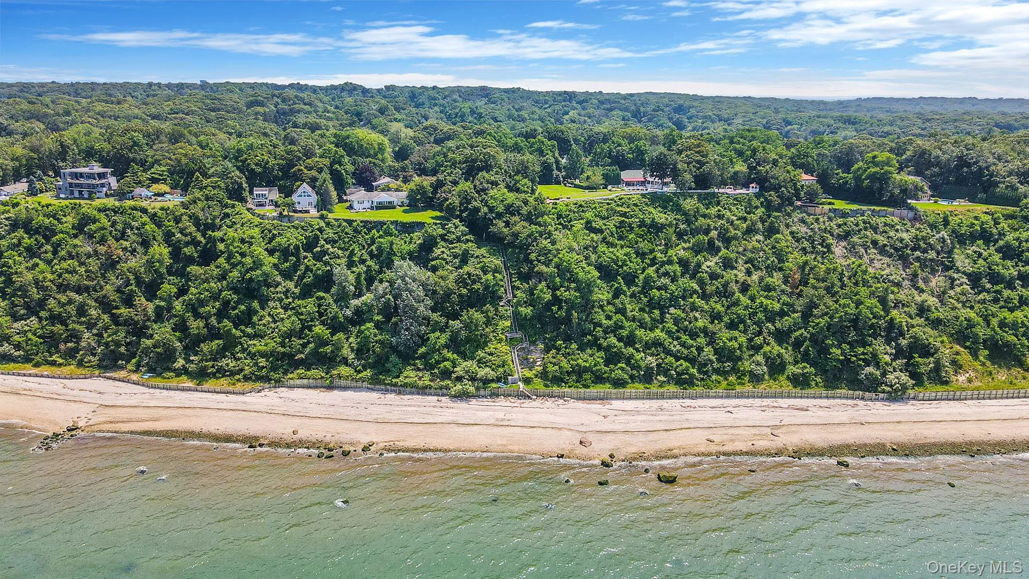 Drone / aerial view of a heavily wooded area and a nearby body of water Drone / aerial view of a heavily wooded area and a nearby body of water