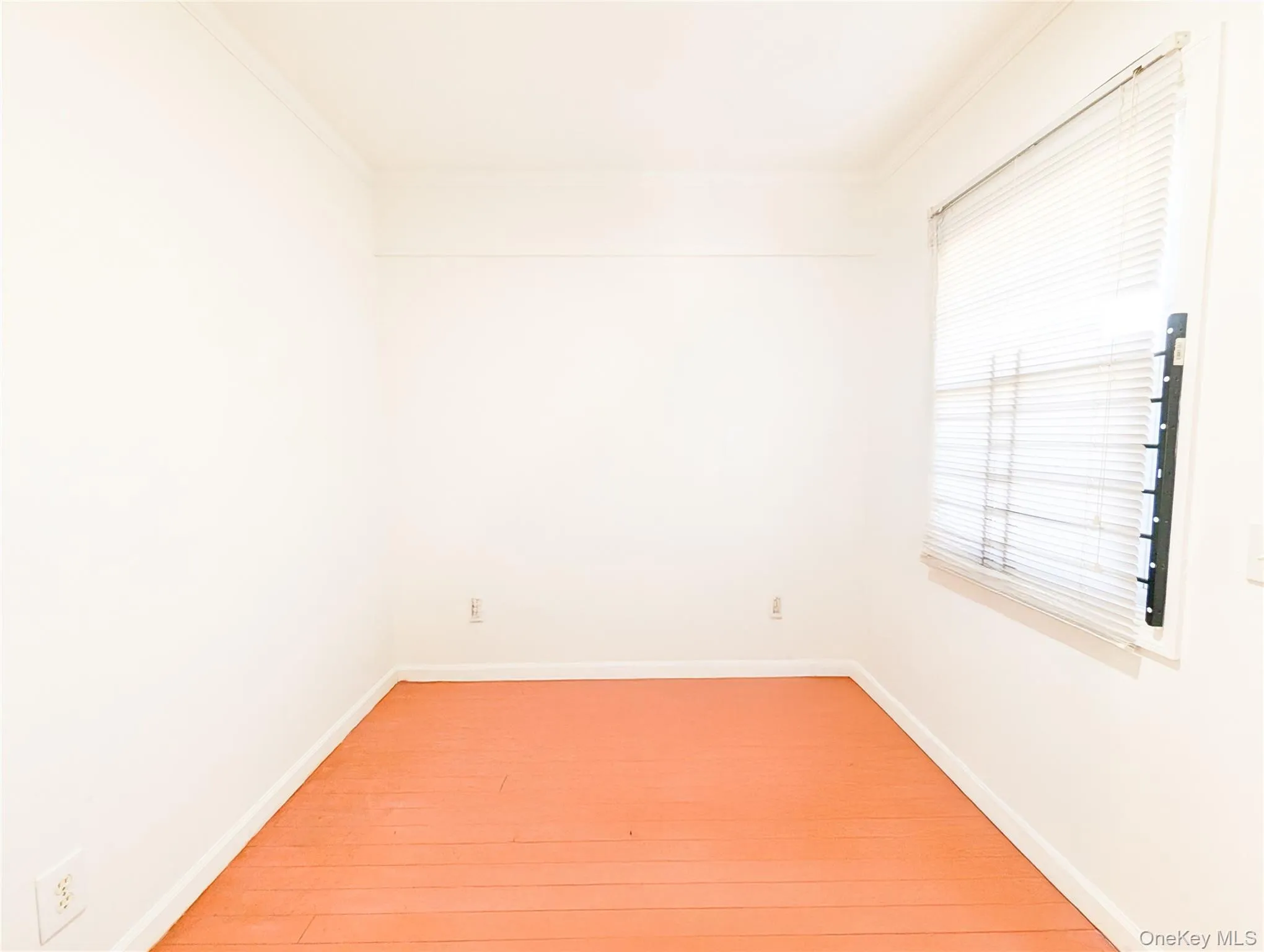 Spare room with hardwood / wood-style flooring and ornamental molding Spare room with hardwood / wood-style flooring and ornamental molding