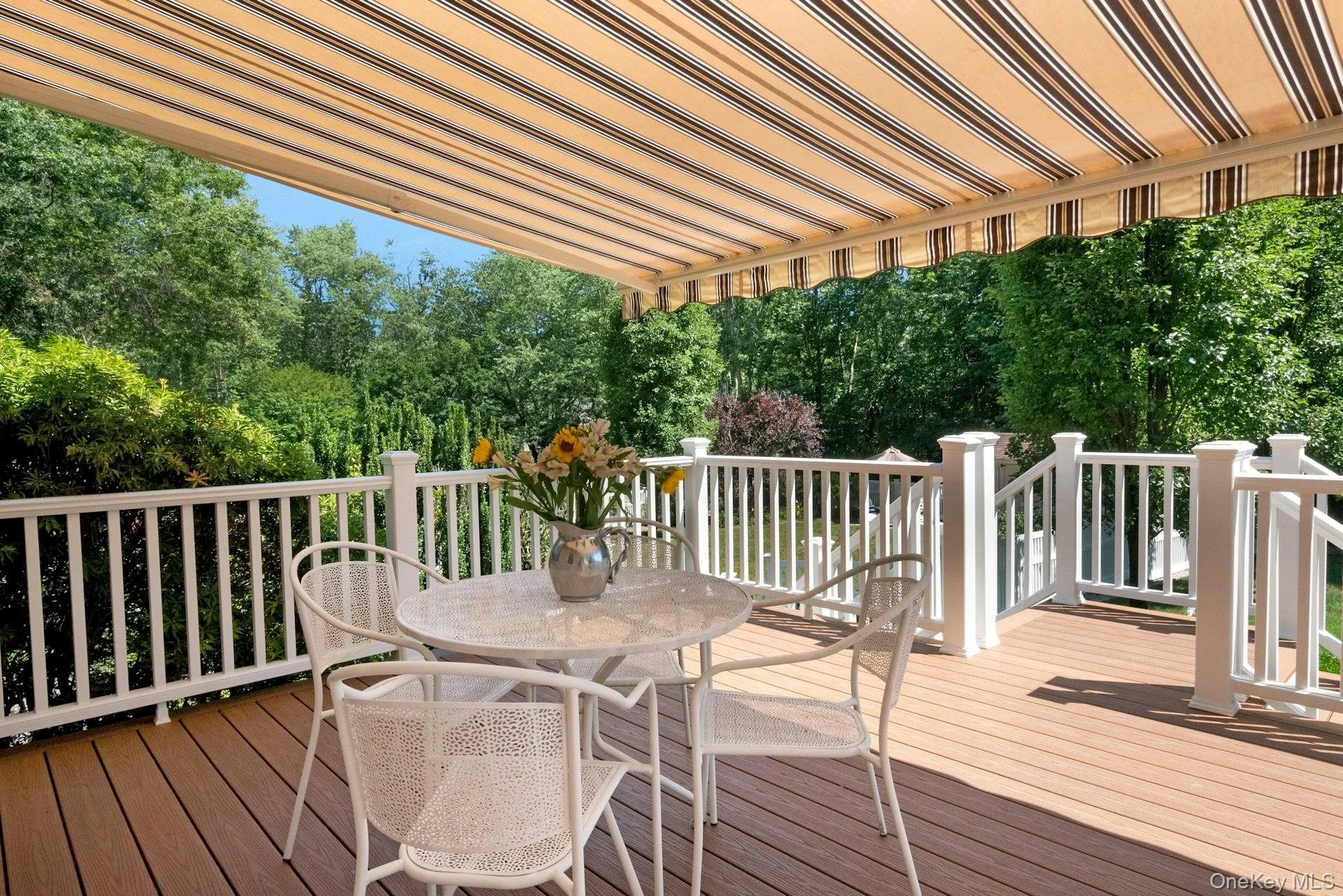 Keep cool on the new deck or enjoy the sun with a push of a button. Keep cool on the new deck or enjoy the sun with a push of a button.