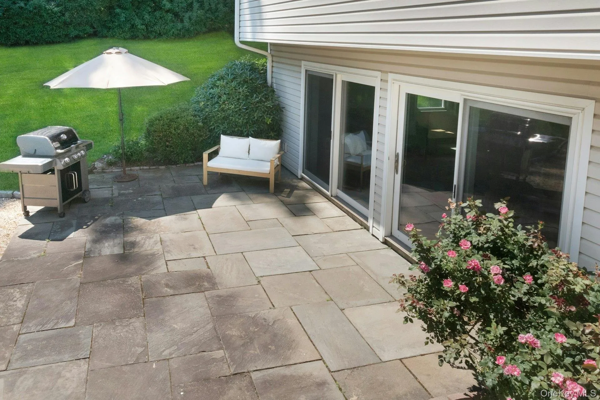 Just outside the sliding glass doors of family room on the patio. Just outside the sliding glass doors of family room on the patio.