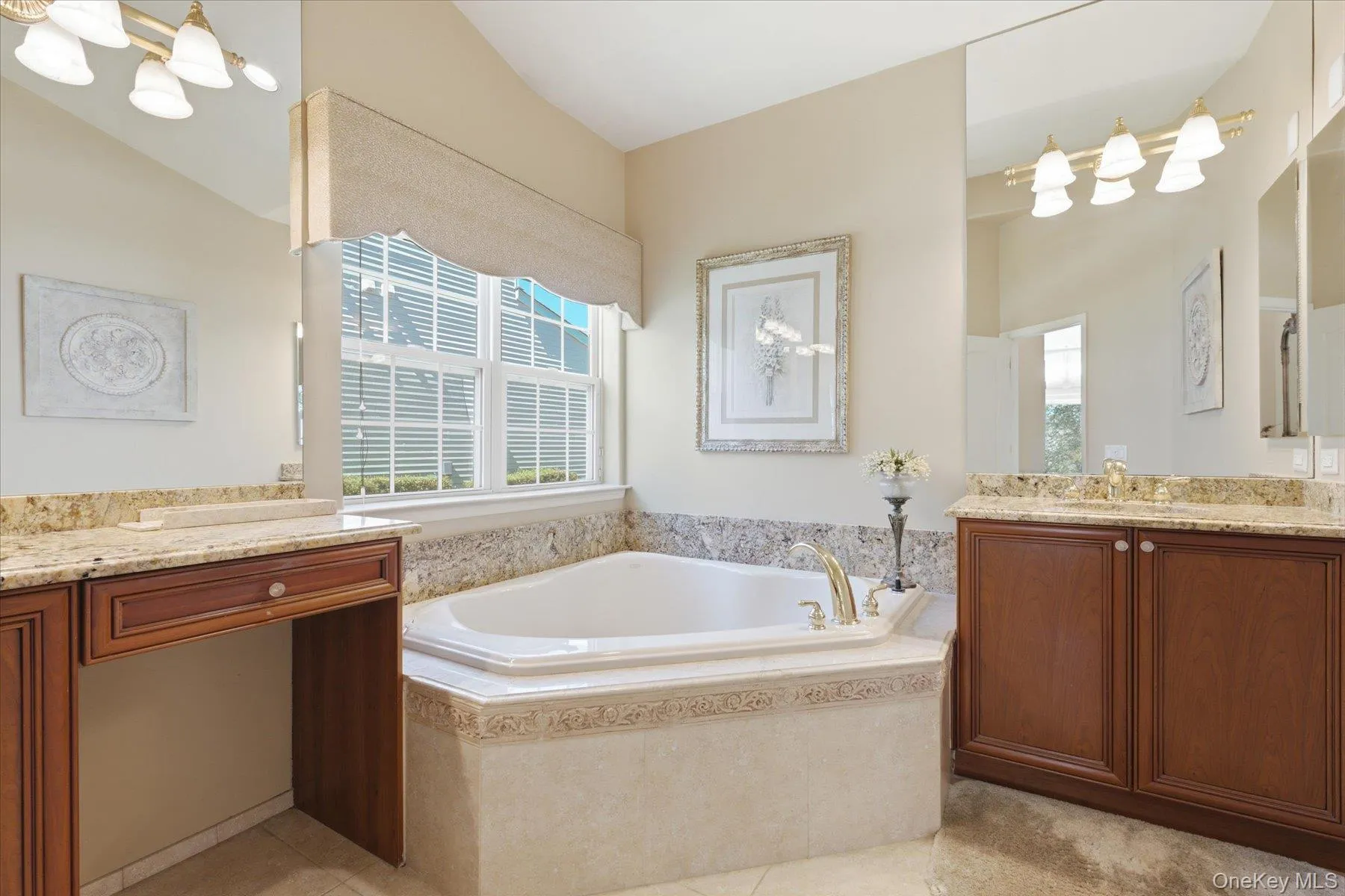 With double sinks and soaking tub and shower With double sinks and soaking tub and shower