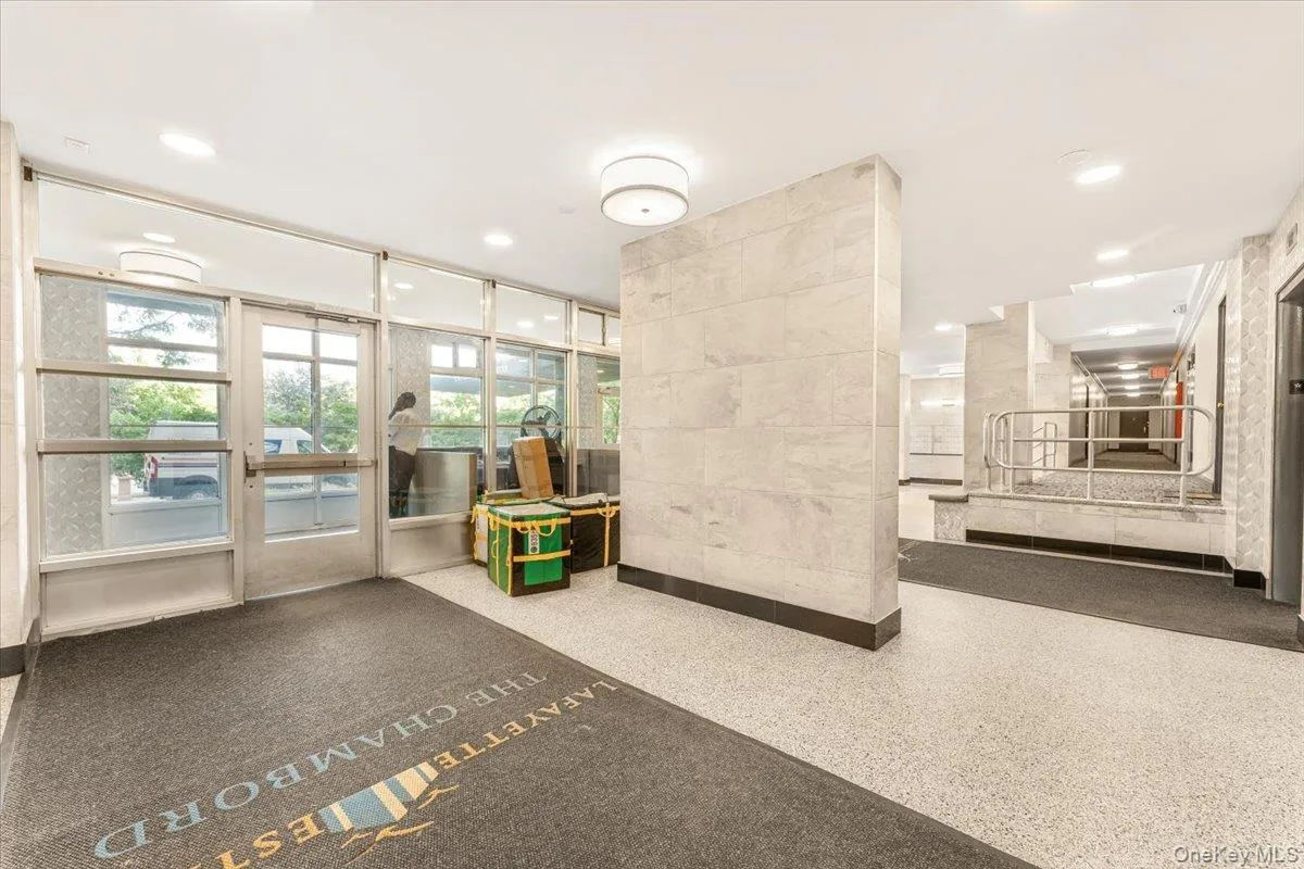 Community lobby featuring recessed lighting Community lobby featuring recessed lighting