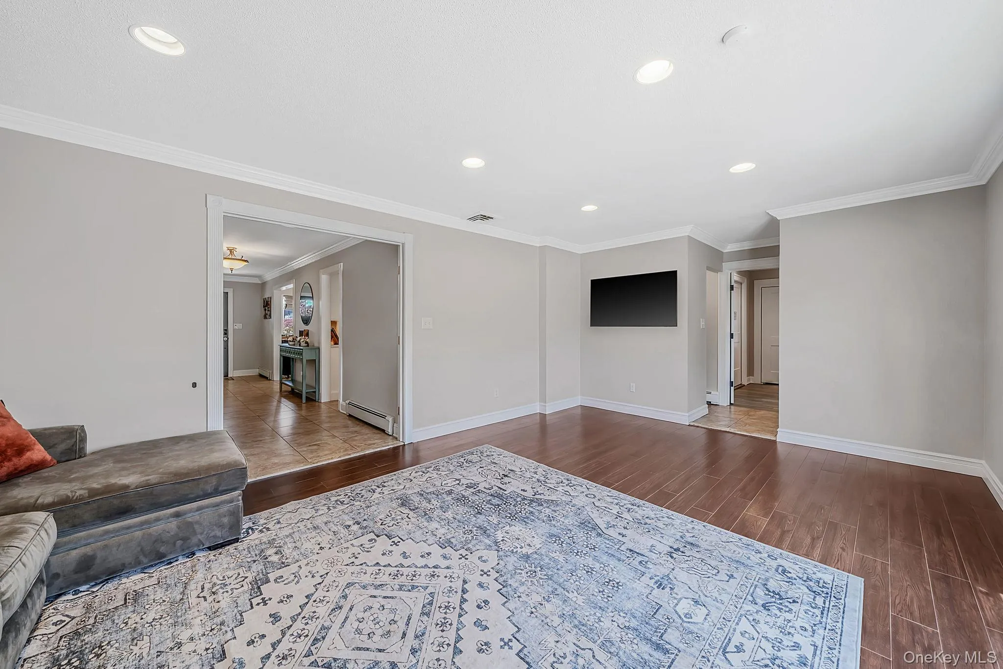 Main Level LR with Recessed Lighting, Crown Molding Sliders to Backyard Main Level LR with Recessed Lighting, Crown Molding Sliders to Backyard