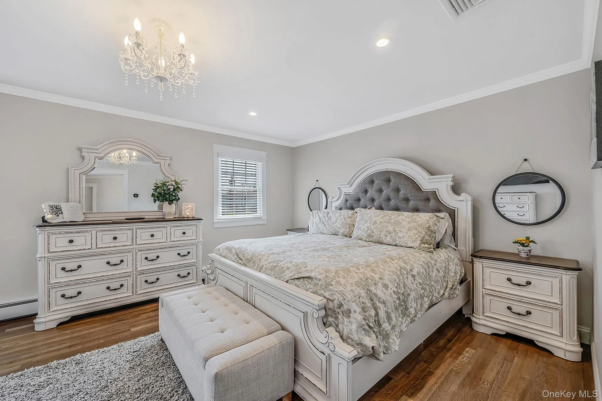 Primary En-Suite with HW Floors, Crown Molding, Recessed Lighting, WIC and Additional Closet, Primary Bathroom Primary En-Suite with HW Floors, Crown Molding, Recessed Lighting, WIC and Additional Closet, Primary Bathroom