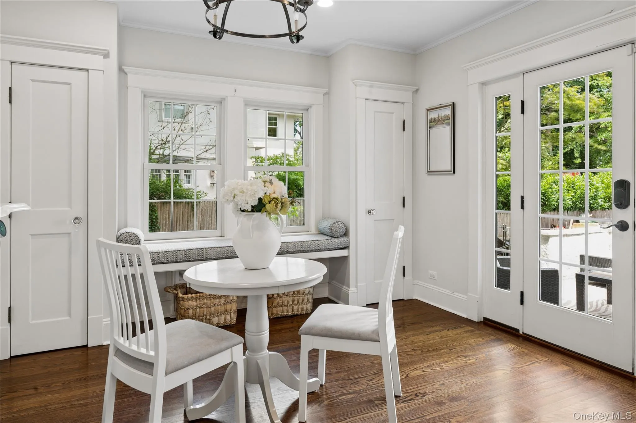 The breakfast area features a reclaimed mantle with a TV hidden in the mirror above and plenty of seating. The breakfast area features a reclaimed mantle with a TV hidden in the mirror above and plenty of seating.