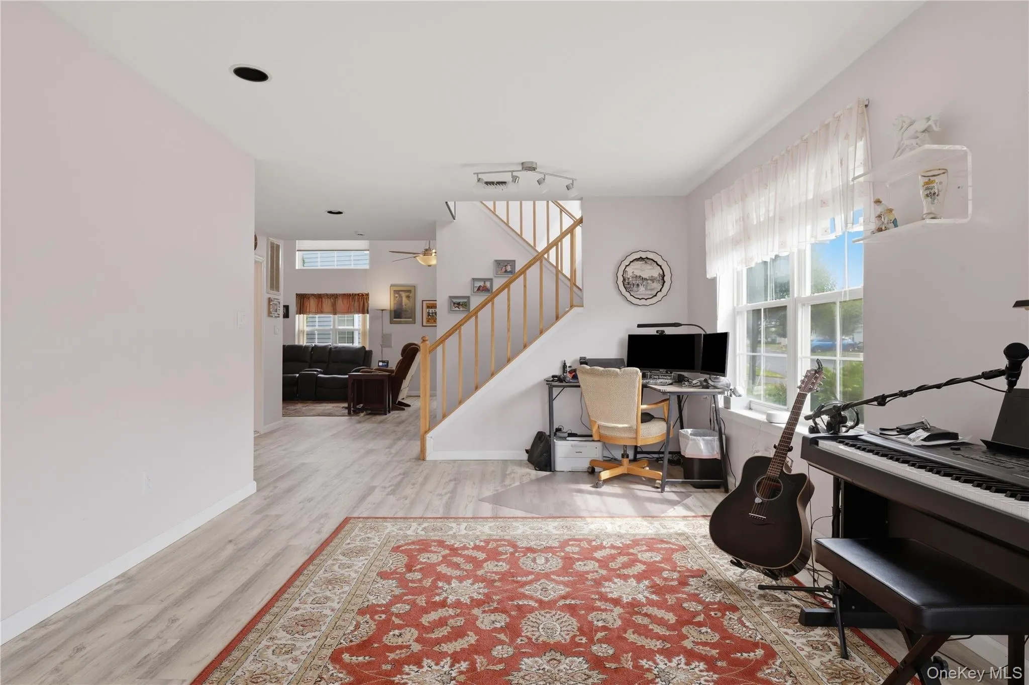 Space where desk is shown here, is traditionally the area for a dining room in this model. Space where desk is shown here, is traditionally the area for a dining room in this model.