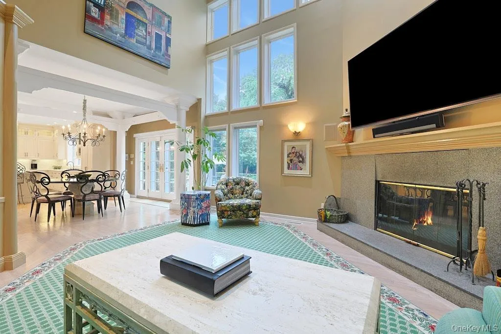 Open family room with fireplace Open family room with fireplace