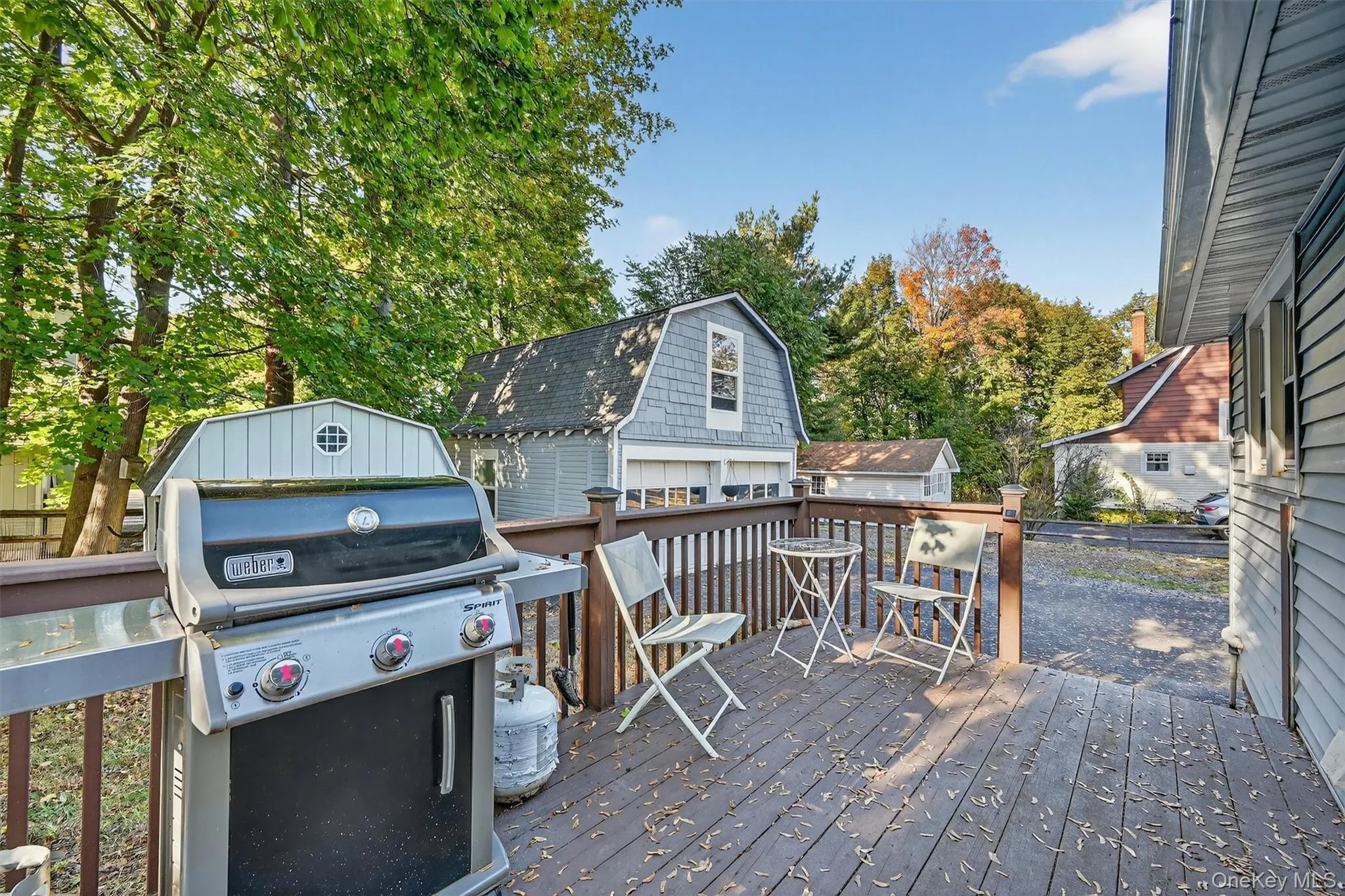 Wooden deck with dark stain finish Wooden deck with dark stain finish