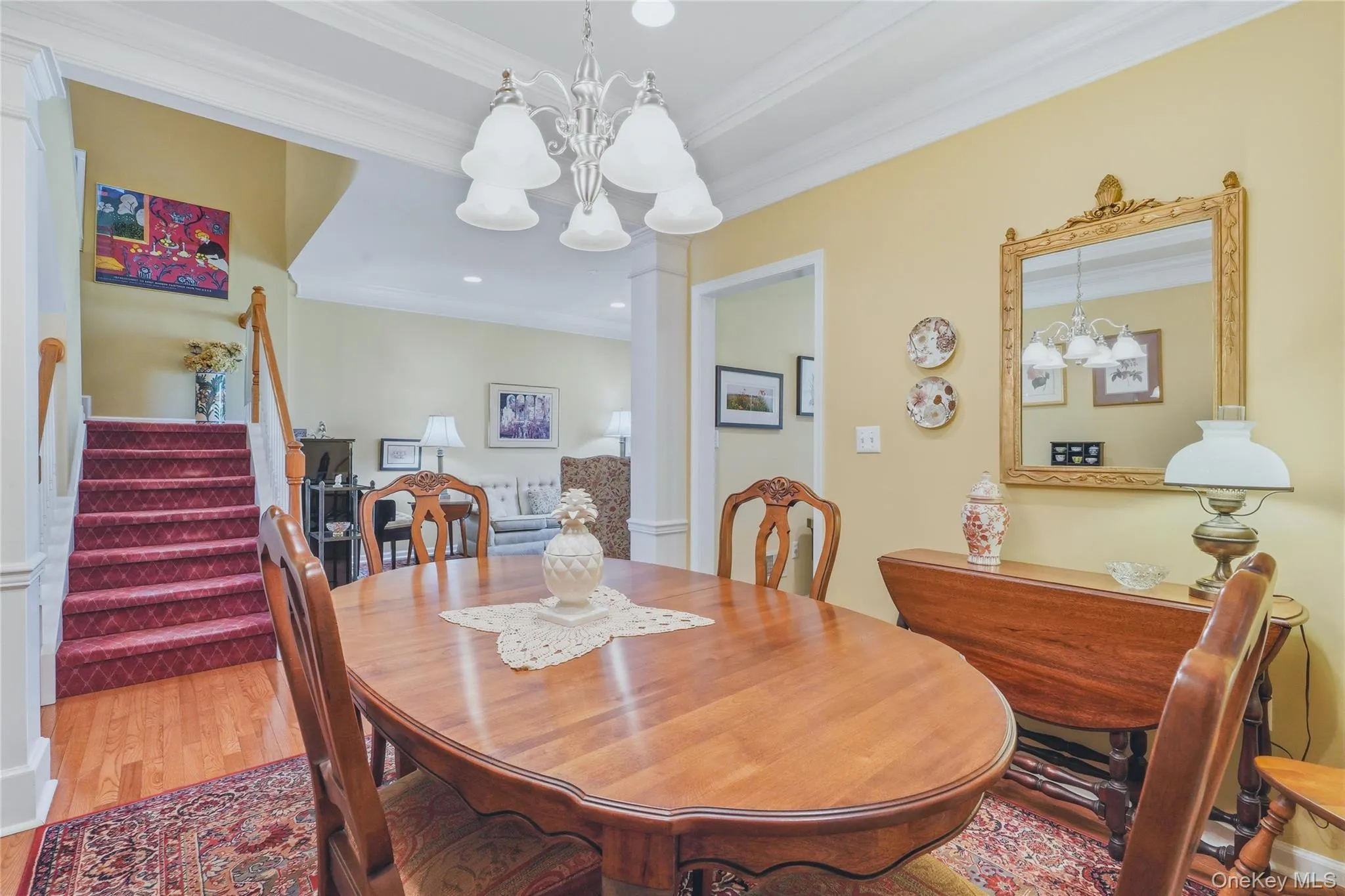 Formal dining room with tray ceiling and crown molding Formal dining room with tray ceiling and crown molding