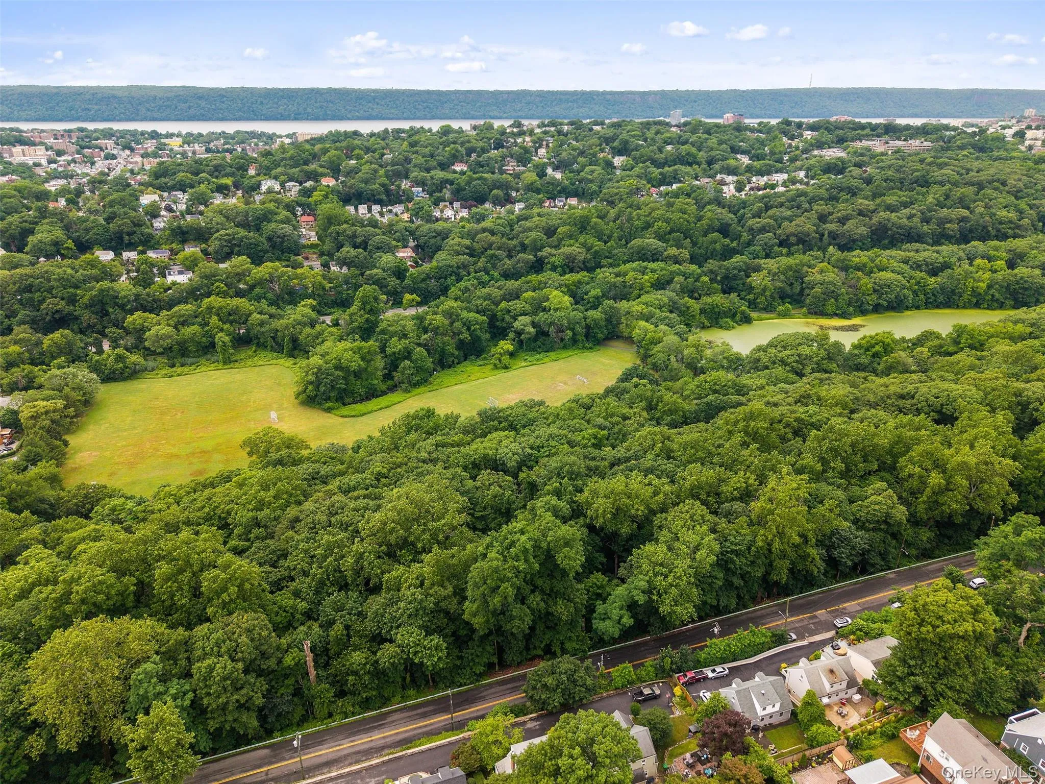 Drone photography of 162 Midland Avenue looking west. Drone photography of 162 Midland Avenue looking west.