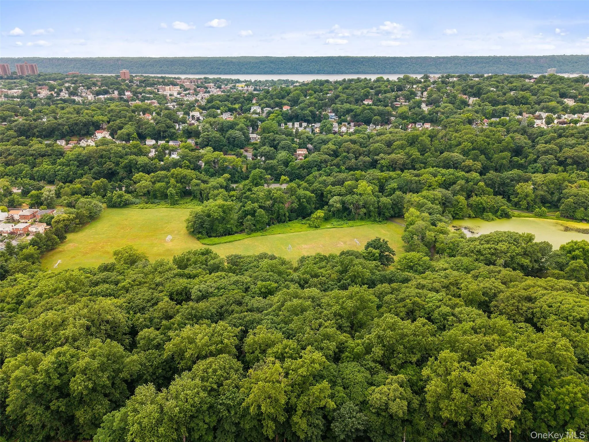 Drone view of the park looking west. Drone view of the park looking west.