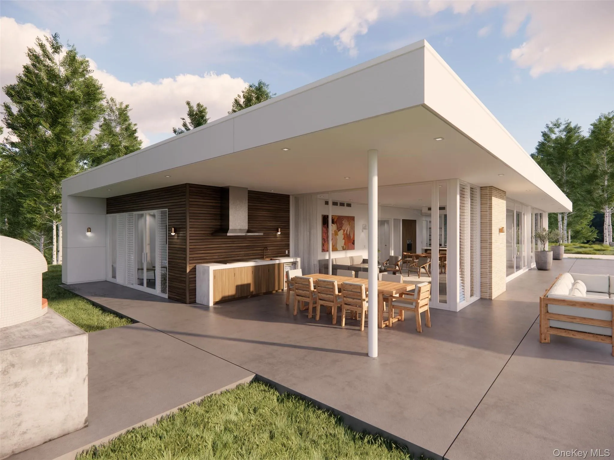 Outdoor view -example of customizable modern house to be built Outdoor view -example of customizable modern house to be built